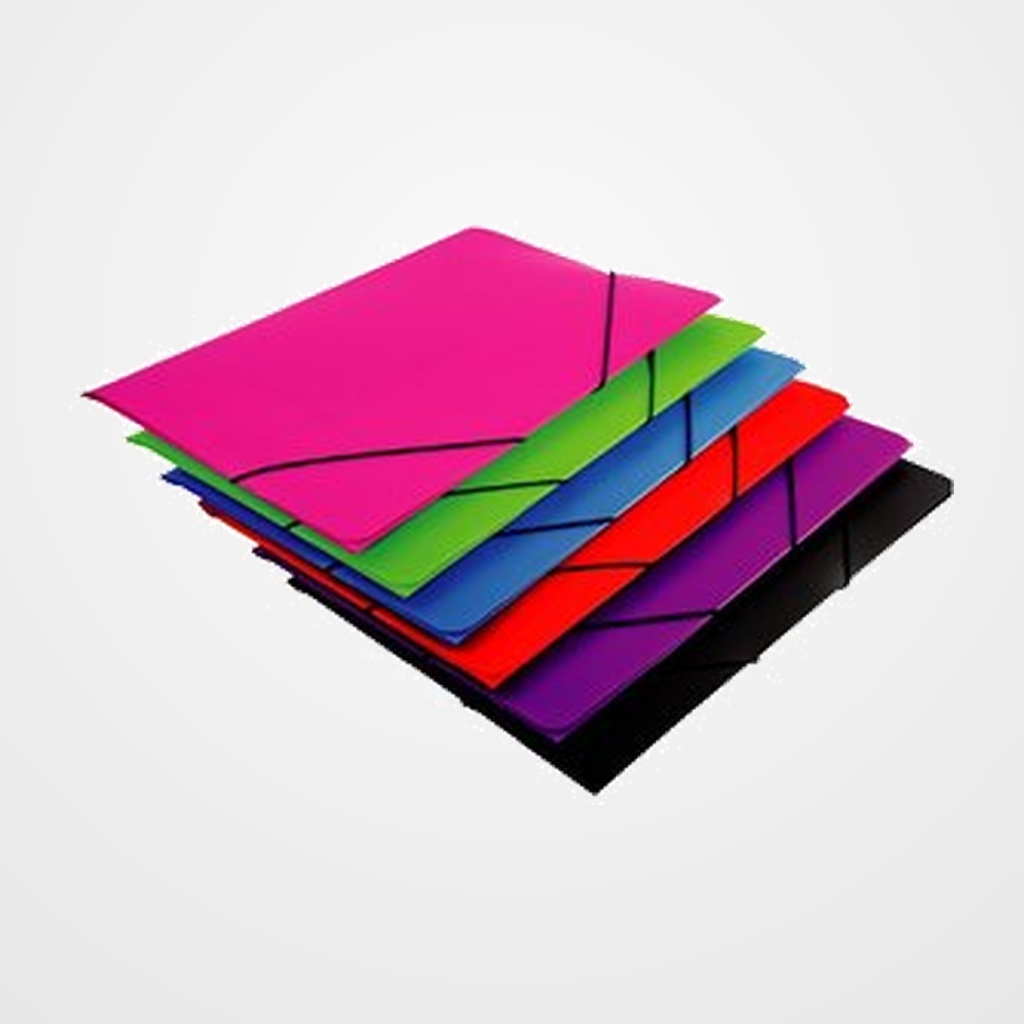 CARPETA de GOMAS y SOLAPAS POLIPROPILENO Fº COLOR ROSA