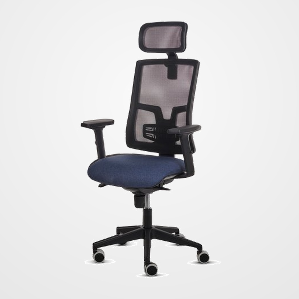 SILLA FELLOWES ELEGANZA PLUS DIRECCION BRAZOS REGULABLES 2D  MALLA TRANSPIRABLE CABECERO AJUSTABLE ASIENTO TAPIZADO AZUL