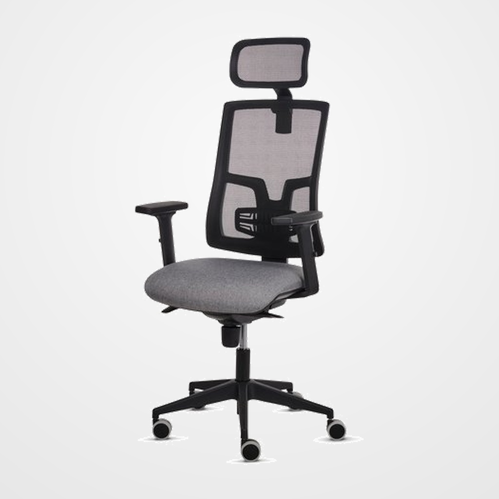SILLA FELLOWES ELEGANZA PLUS DIRECCION BRAZOS REGULABLES 2D  MALLA TRANSPIRABLE CABECERO AJUSTABLE ASIENTO TAPIZADO GRIS