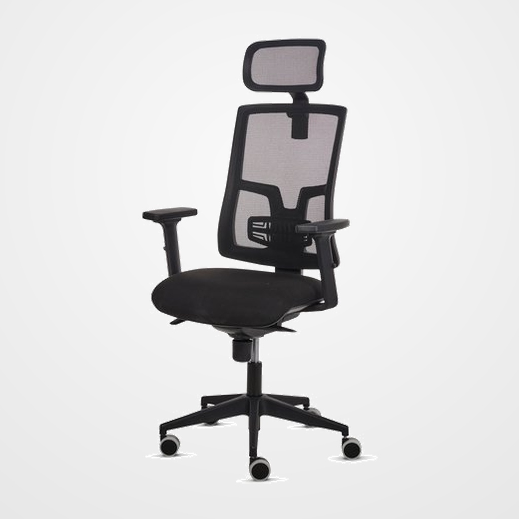 SILLA FELLOWES ELEGANZA PLUS DIRECCION BRAZOS REGULABLES 2D  MALLA TRANSPIRABLE CABECERO AJUSTABLE ASIENTO TAPIZADO NEGRO