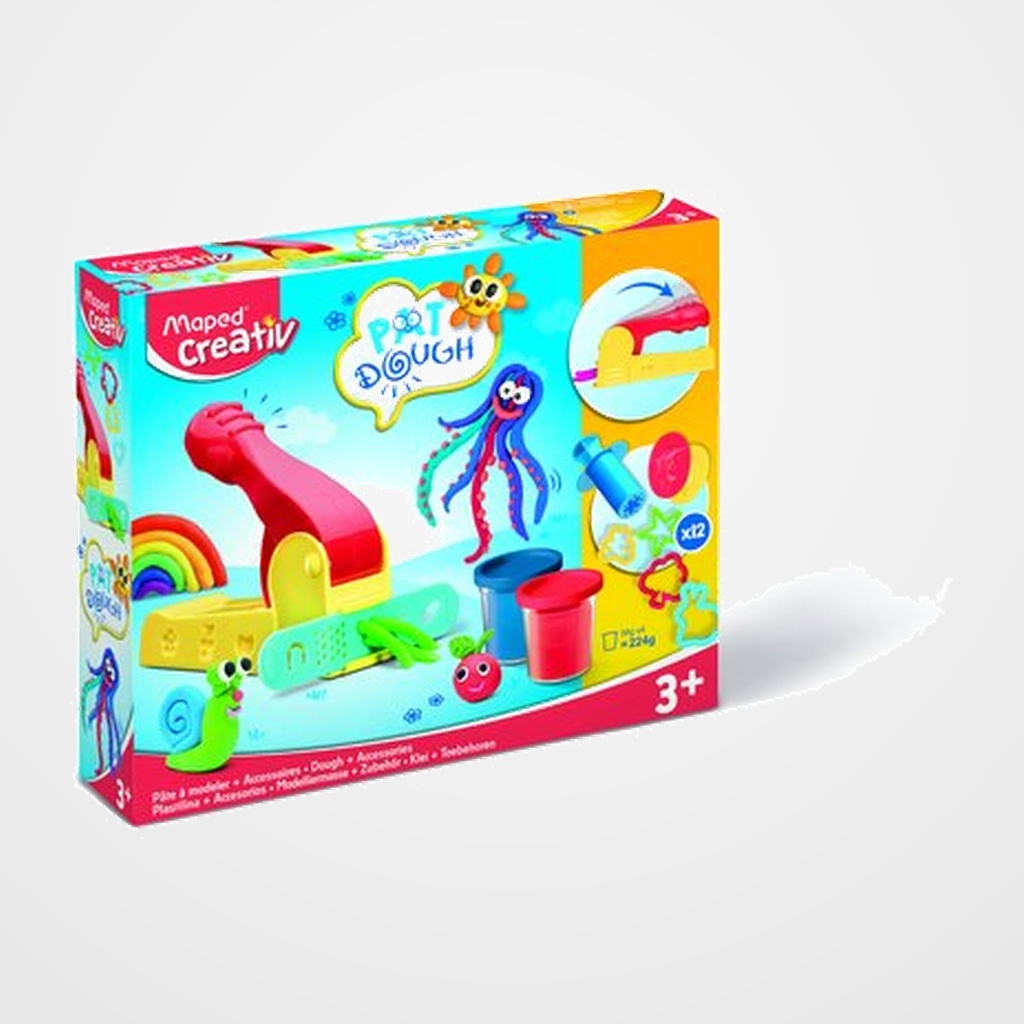 MAPED CREATIVE PAT DOUGH PLASTILINA 4 BOTES 56gr + 12 ACCESORIOS