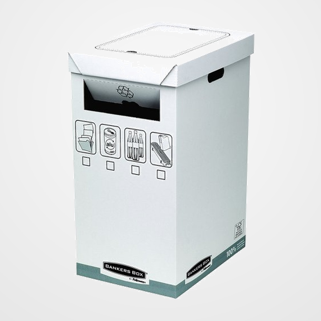 PAPELERA FELLOWES BANKERS BOX CARTON PARA RECICLAJE 90 LITROS BLANCO/GRIS