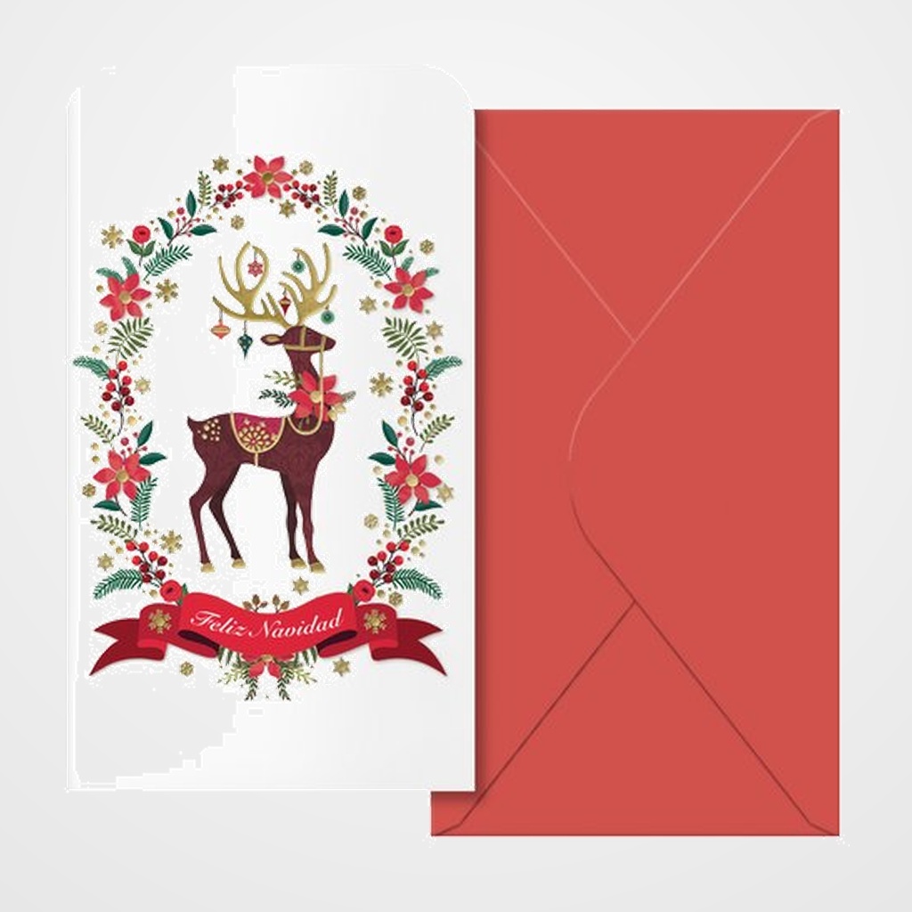 BILLETERO DE FELICITACION DOHE NAVIDAD 90x160 CARIBU PACK DE 6