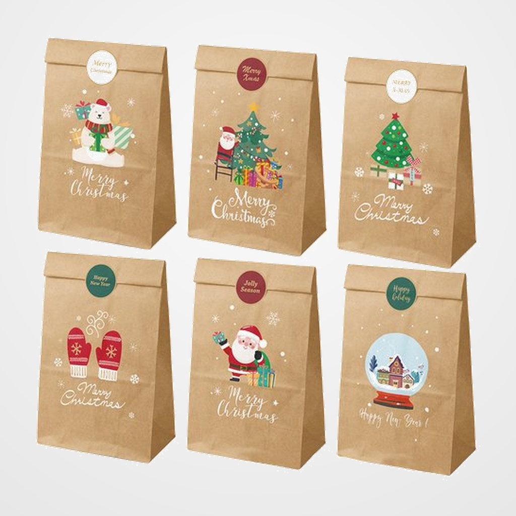 BOLSA de PAPEL DOHE NAVIDAD KRAFT S/ASAS 22x12x8 cm PACK DE 12