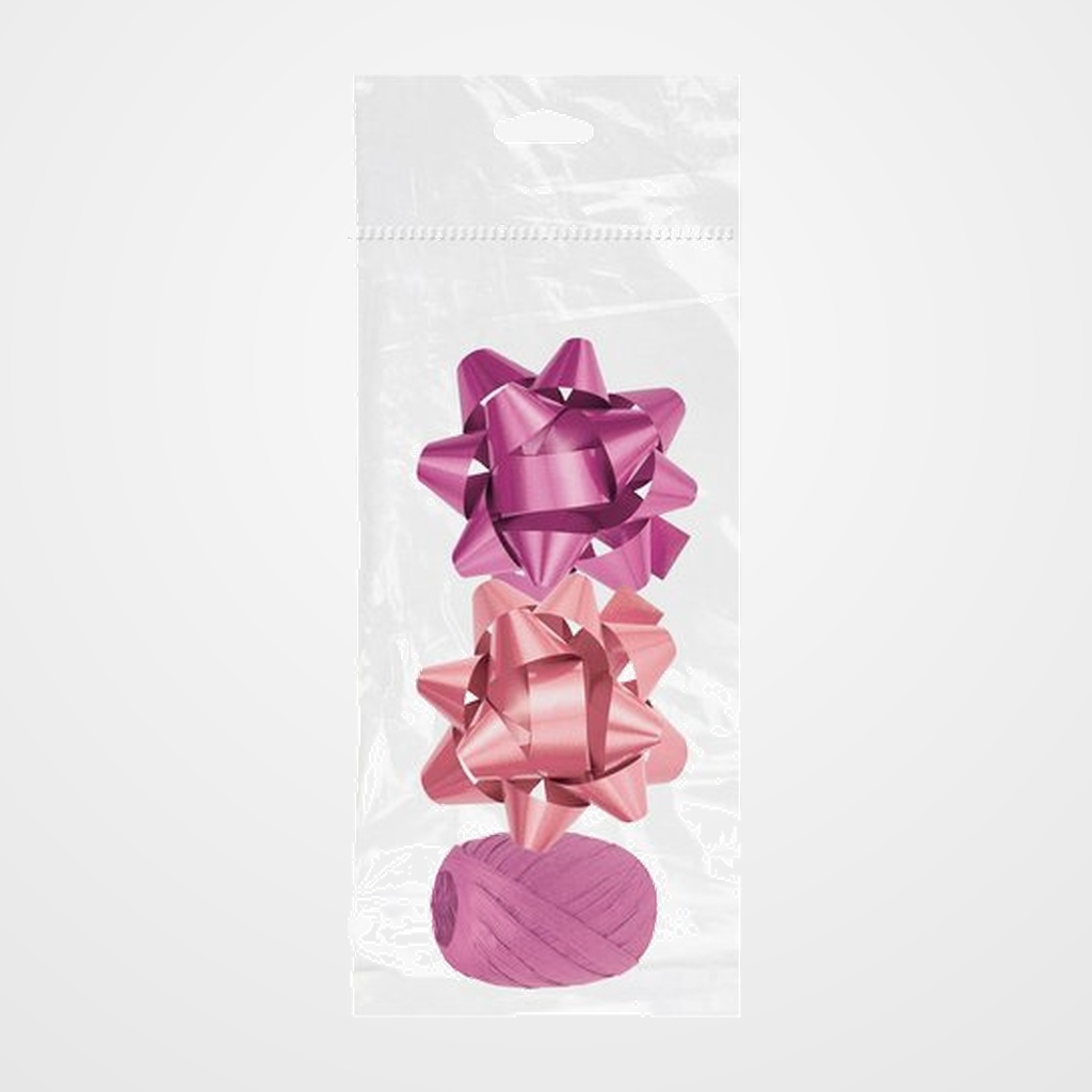 MOÑAS/COCAS DOHE de  10 mm CHIC ROSA PACK DE 2 + RAFIA 10 mm x 10 m ROSA