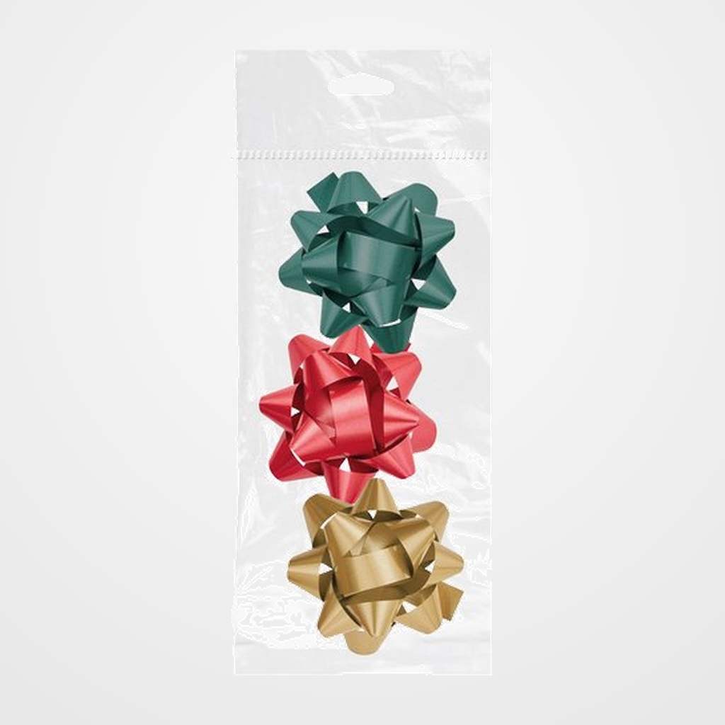 MOÑAS/COCAS DOHE de  19 mm CHIC ROJO, ORO Y VERDE PACK DE 3