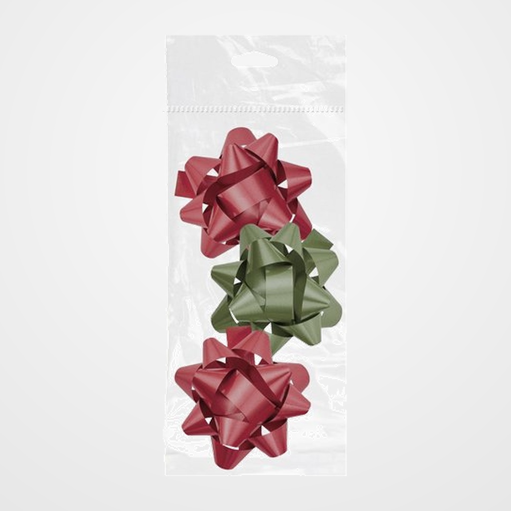 MOÑAS/COCAS DOHE de  19 mm CHIC ROJO Y VERDE PACK DE 3