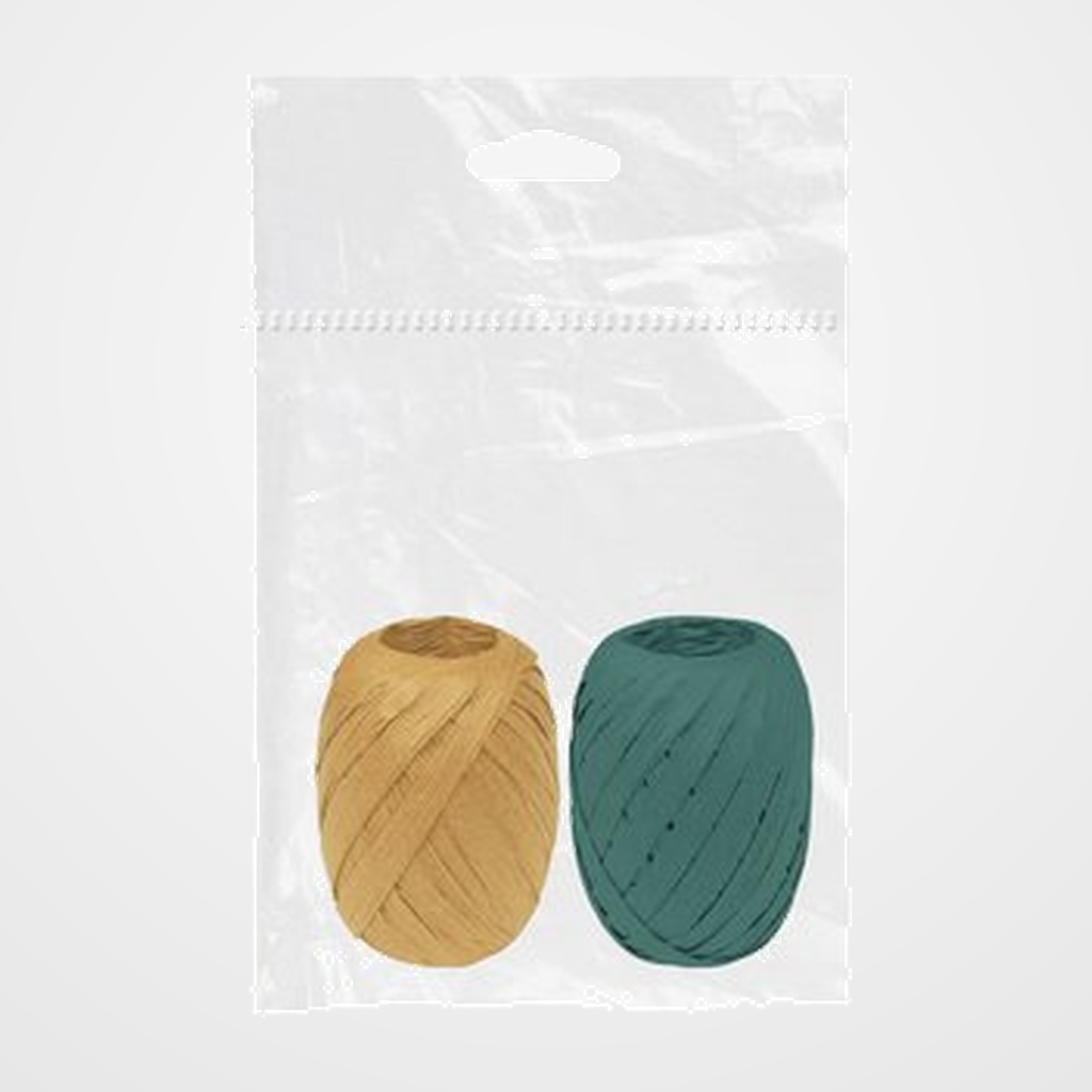 RAFIA CINTA ROLLO DOHE 10 mm x 10 m CHIC ORO Y VERDE PACK DE 2
