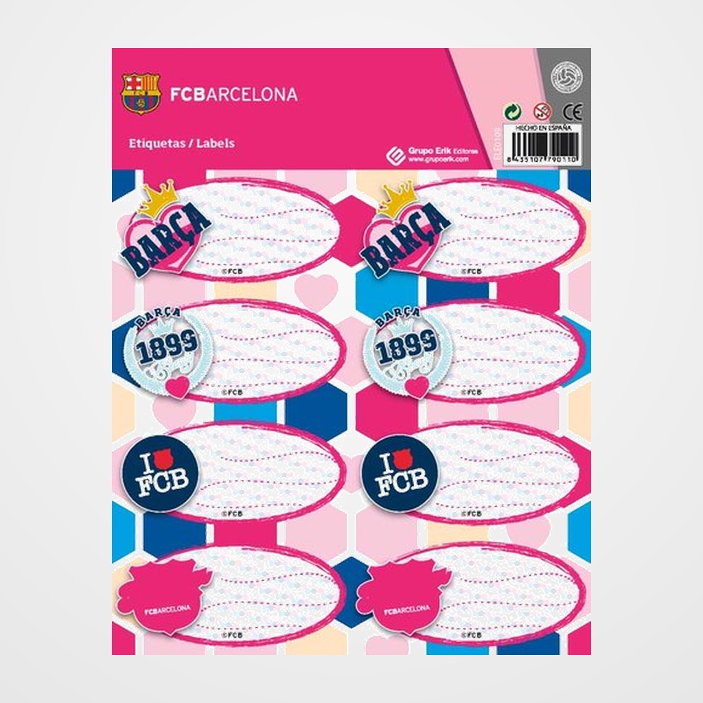 ETIQUETA ESCOLAR ERIK 15,8x20 FC BARCELONA CHICAS