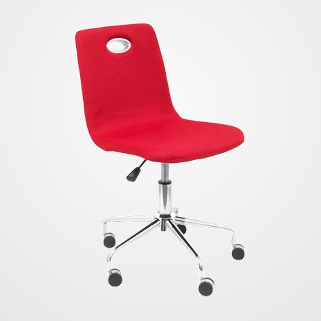 SILLA PIQUERAS Y CRESPO OLIVARES INFANTIL MECANISMO GIRATORIO REGULABLE EN ALTURA ASIENTO Y RESPALDO TAPIZADO DE MALLA ROJO