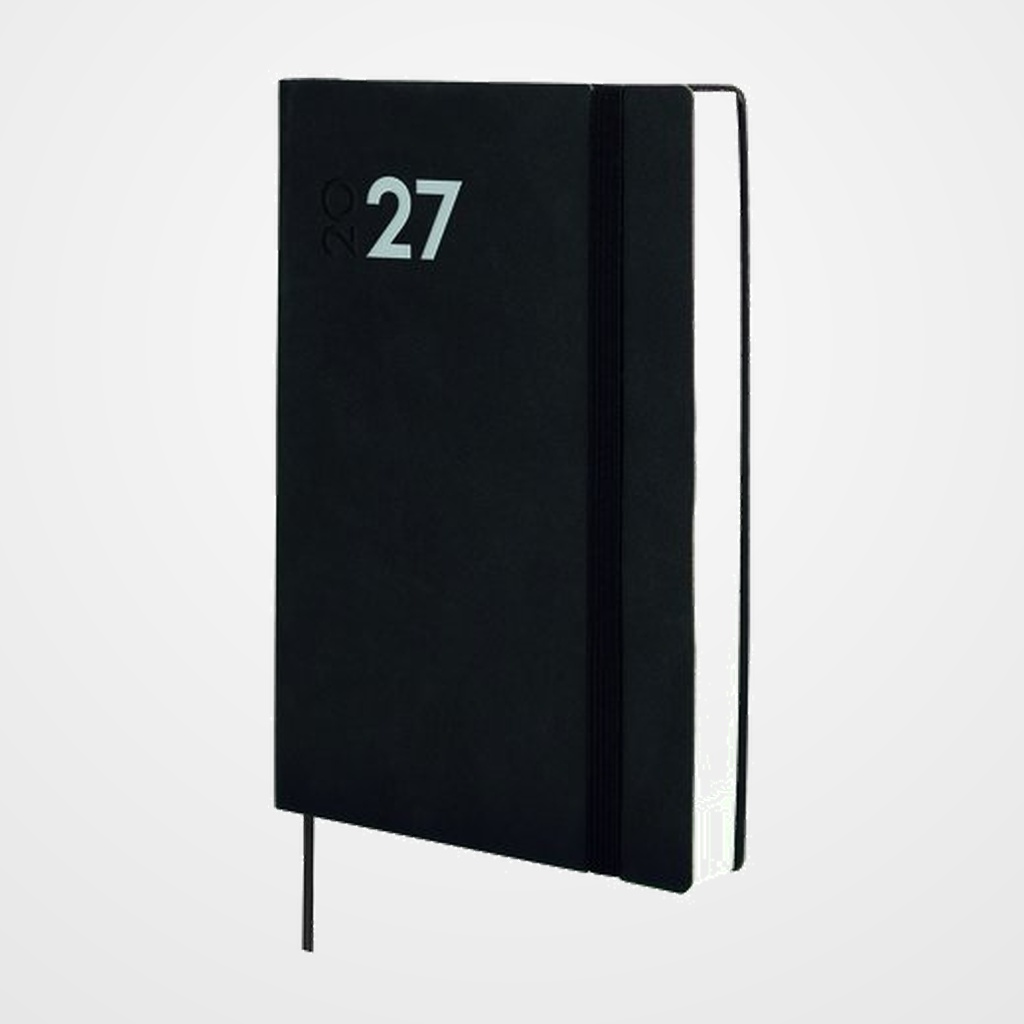 AGENDA ANUAL (2027) CATALAN FINOCAM DYNAMIC MARA COSIDA tapa FLEXIBLE con GOMA Y10 140x204 D/P NEGRE