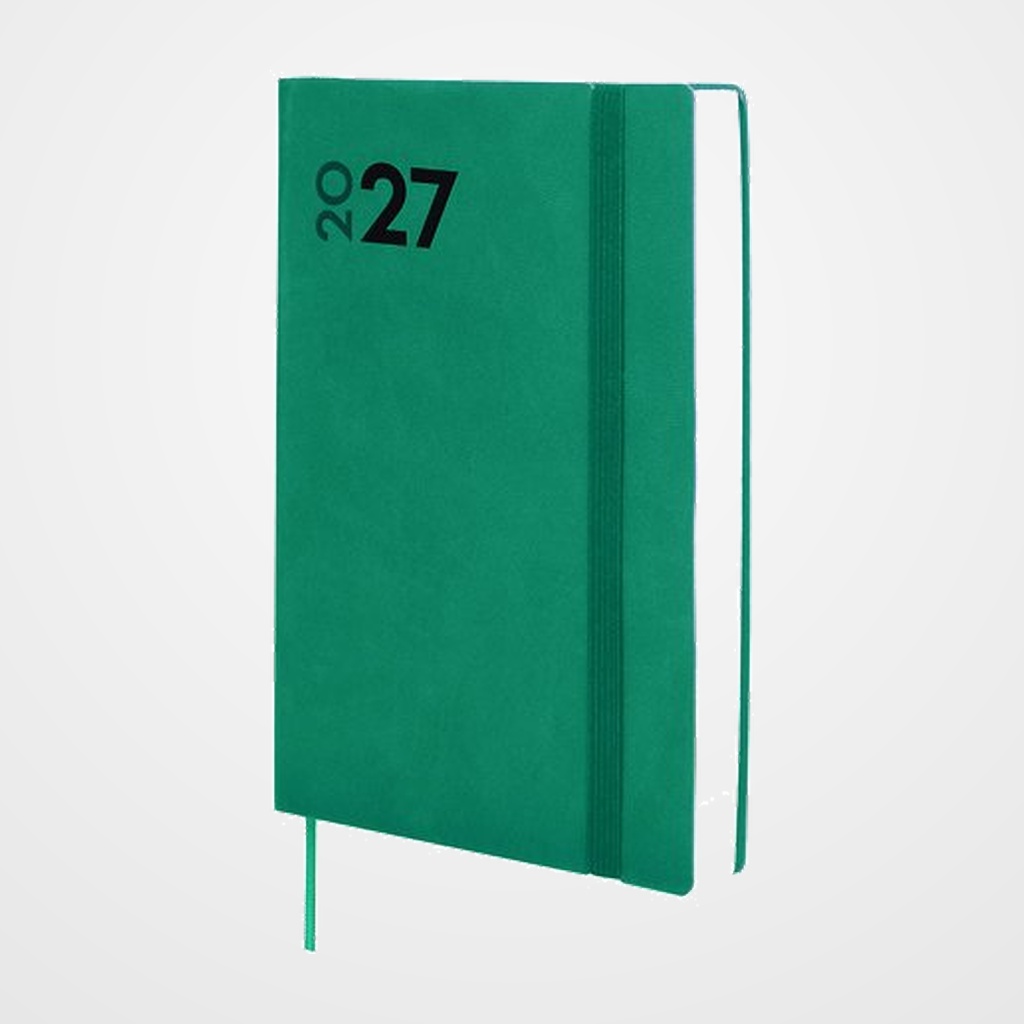 AGENDA ANUAL (2027) CATALAN FINOCAM DYNAMIC MARA COSIDA tapa FLEXIBLE con GOMA Y10 140x204 D/P TURQUESA