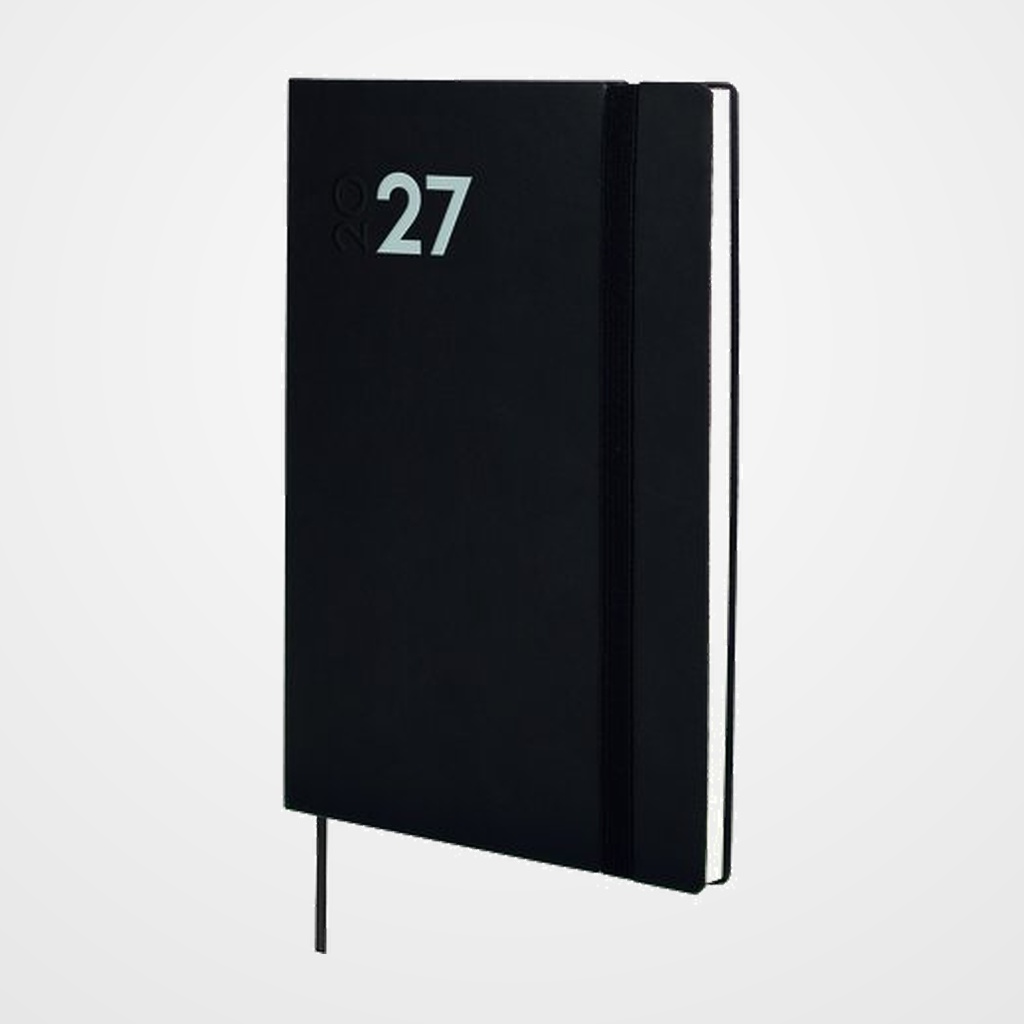 AGENDA ANUAL (2027) CATALAN FINOCAM DYNAMIC MARA COSIDA tapa FLEXIBLE con GOMA Y10 140x204 S/V NEGRE