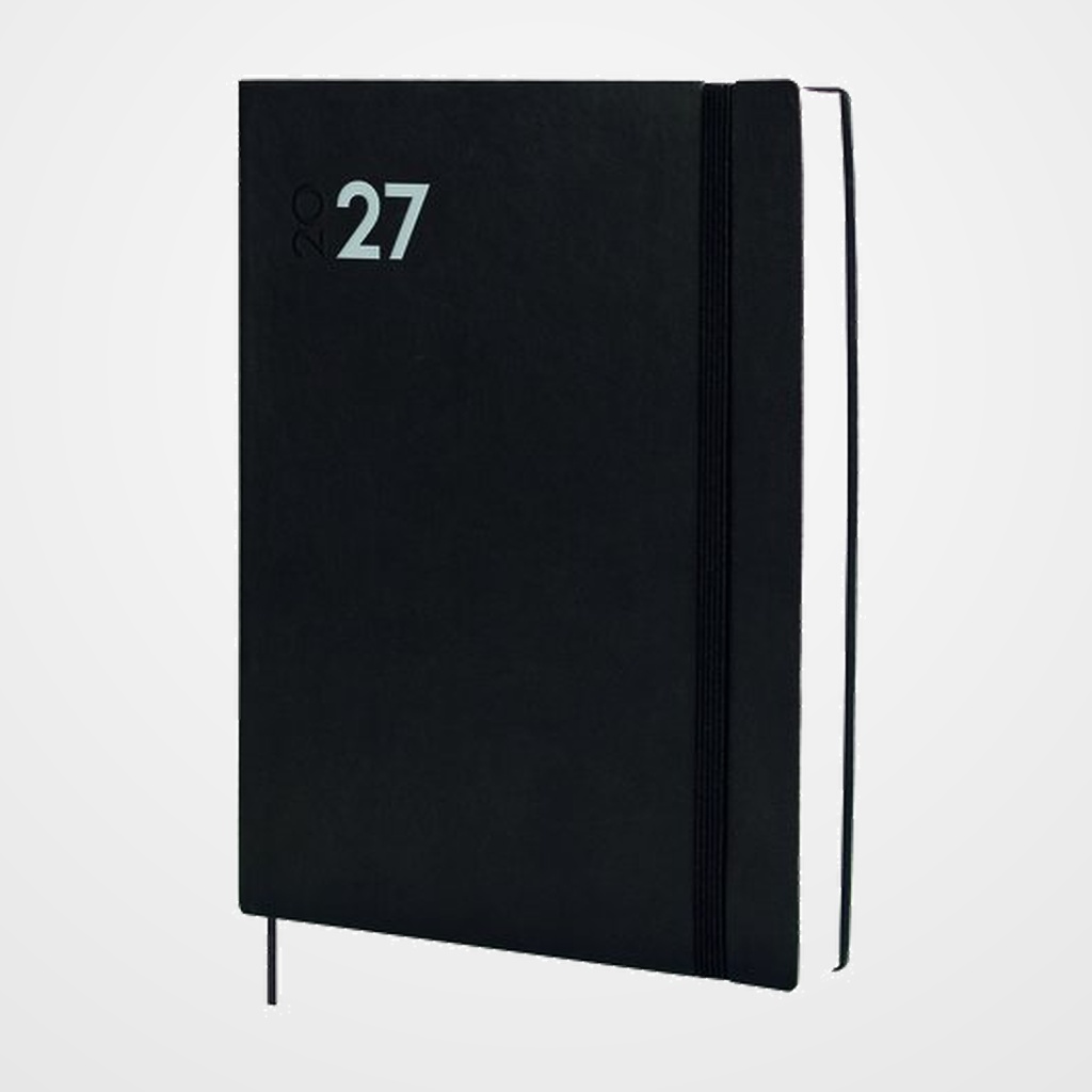 AGENDA ANUAL (2027) CATALAN FINOCAM DYNAMIC MARA COSIDA tapa FLEXIBLE con GOMA Y12 210x270 D/P NEGRE