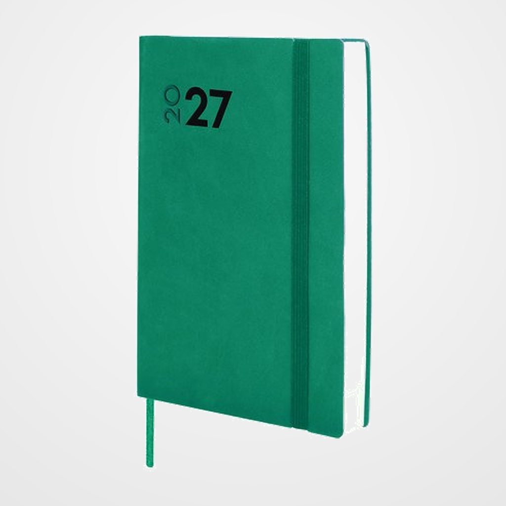 AGENDA ANUAL (2027) CATALAN FINOCAM DYNAMIC MARA COSIDA tapa FLEXIBLE con GOMA Y4 120x170 D/P TURQUESA