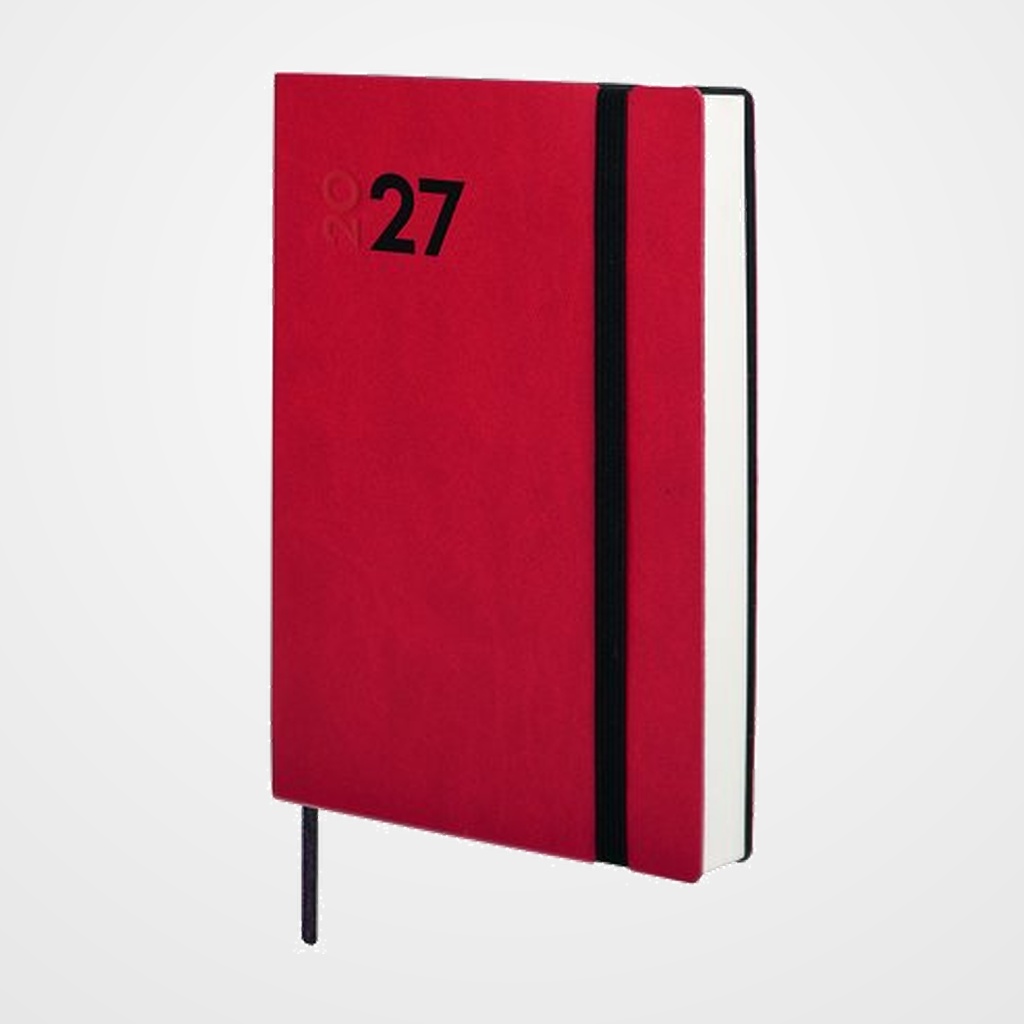 AGENDA ANUAL (2027) CATALAN FINOCAM DYNAMIC MARA COSIDA tapa FLEXIBLE con GOMA Y4 120x170 D/P VERMELL
