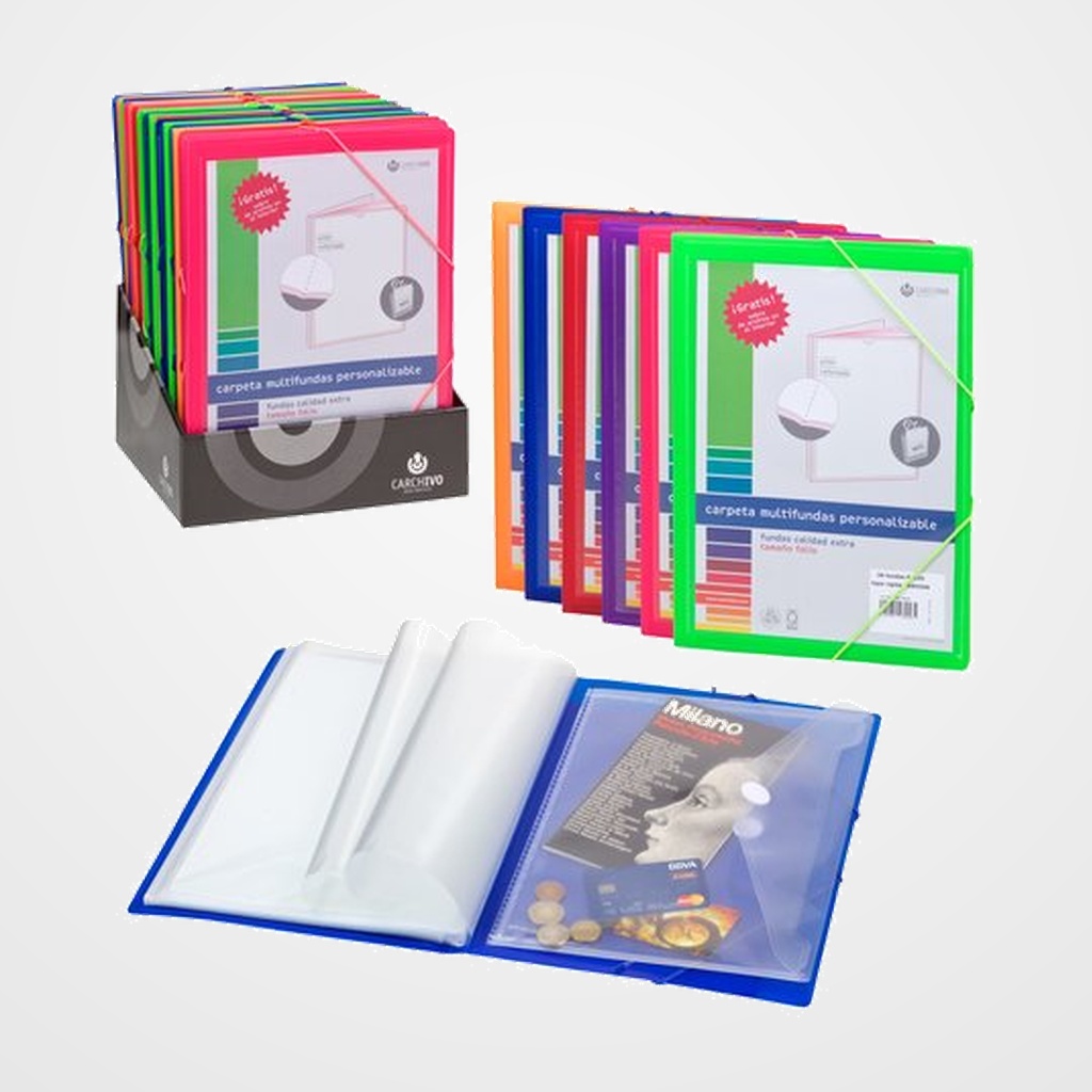 CARPETA FUNDAS (TARIFARIO) CARCHIVO PP CARCHIPLAS FASHION Fº CANGURO con GOMA 30 F.(6 colores)