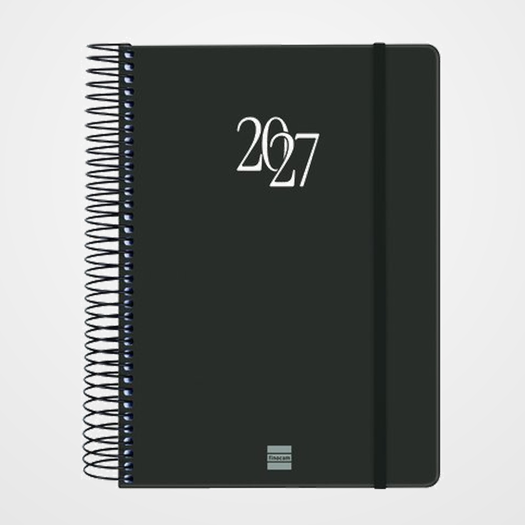 AGENDA ANUAL (2027) CATALAN FINOCAM ESPIRAL BASIC MY ESPIRAL tapa EXTRA con GOMA E10 155x212 D/P NEGRE