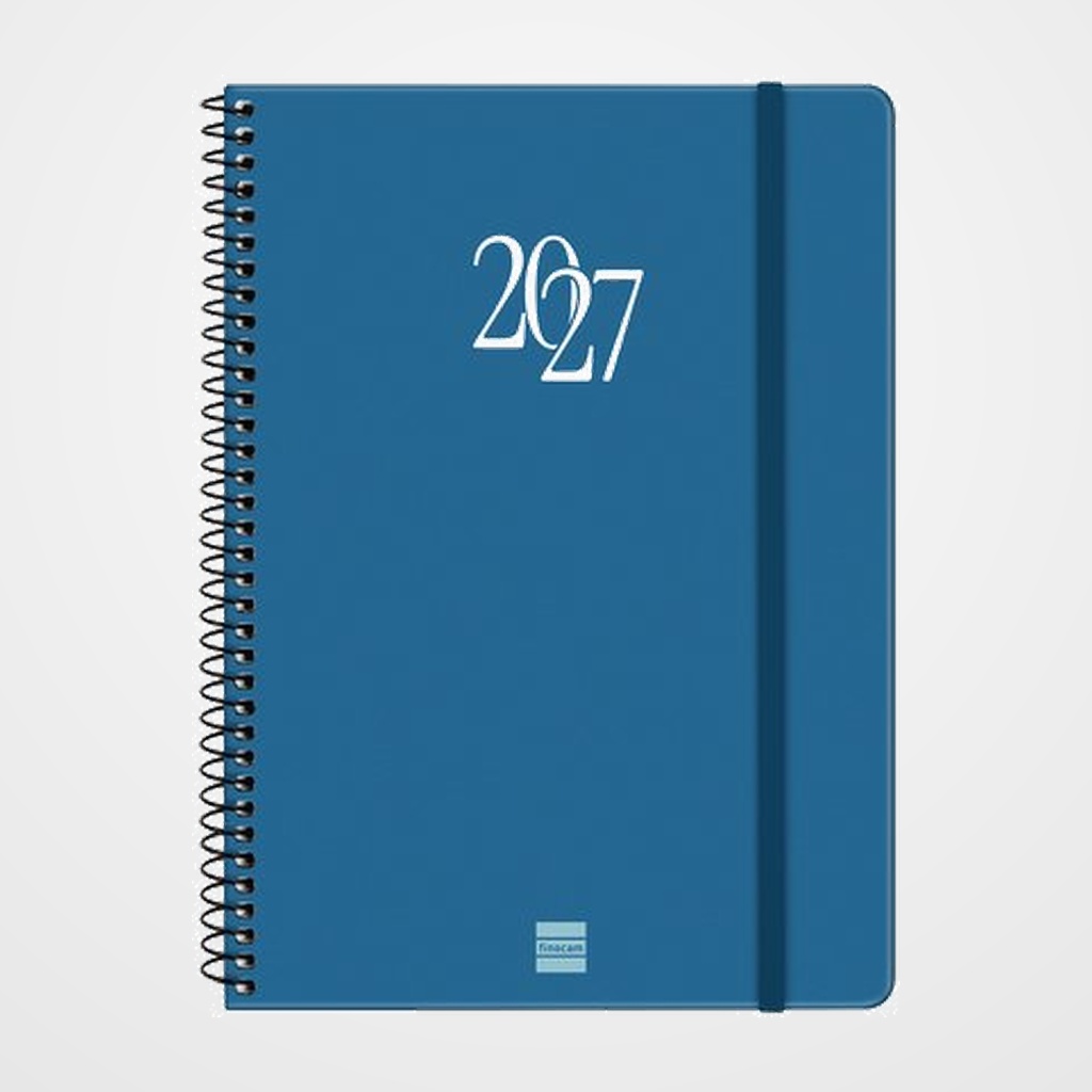 AGENDA ANUAL (2027) CATALAN FINOCAM ESPIRAL BASIC MY ESPIRAL tapa EXTRA con GOMA E10 155x212 S/V APAIS. BLAU