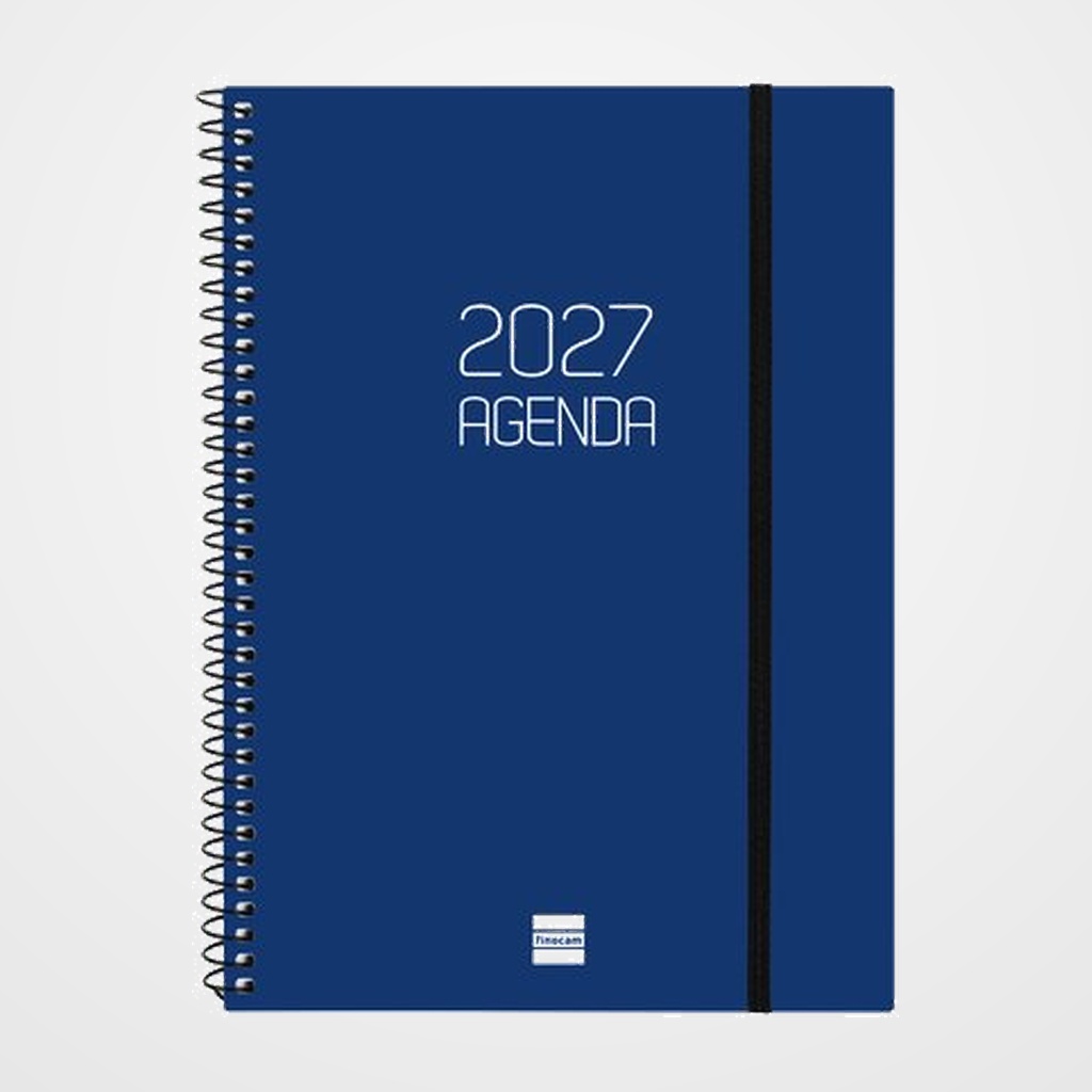 AGENDA ANUAL (2027) CATALAN FINOCAM ESPIRAL BASIC OPAQUE ESPIRAL tapa PP con GOMA E10 155x212 S/V BLAU