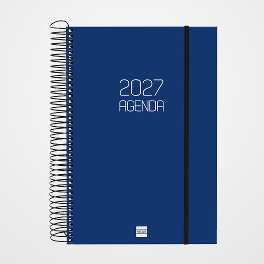 AGENDA ANUAL (2027) CATALAN FINOCAM ESPIRAL BASIC OPAQUE ESPIRAL tapa PP con GOMA E11 165x242 D/P BLAU