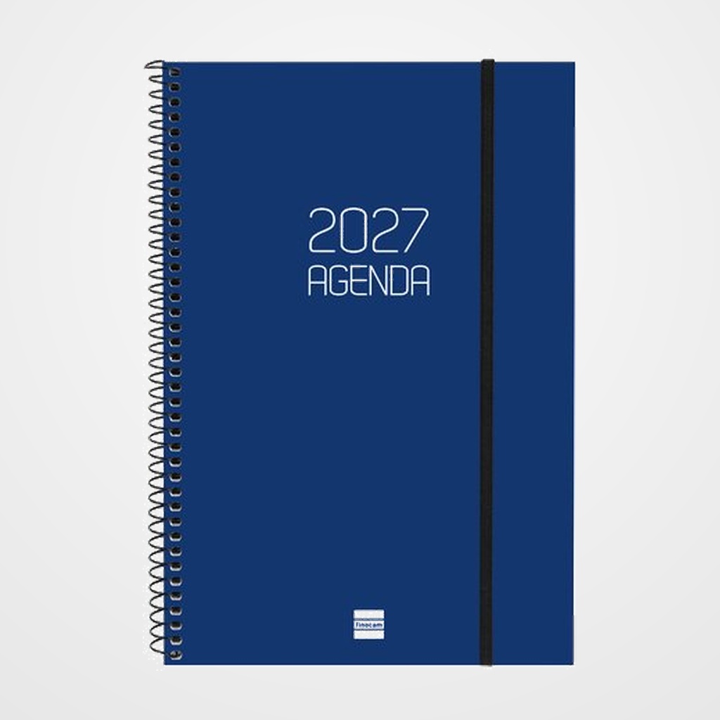AGENDA ANUAL (2027) CATALAN FINOCAM ESPIRAL BASIC OPAQUE ESPIRAL tapa PP con GOMA E11 165x242 S/V BLAU