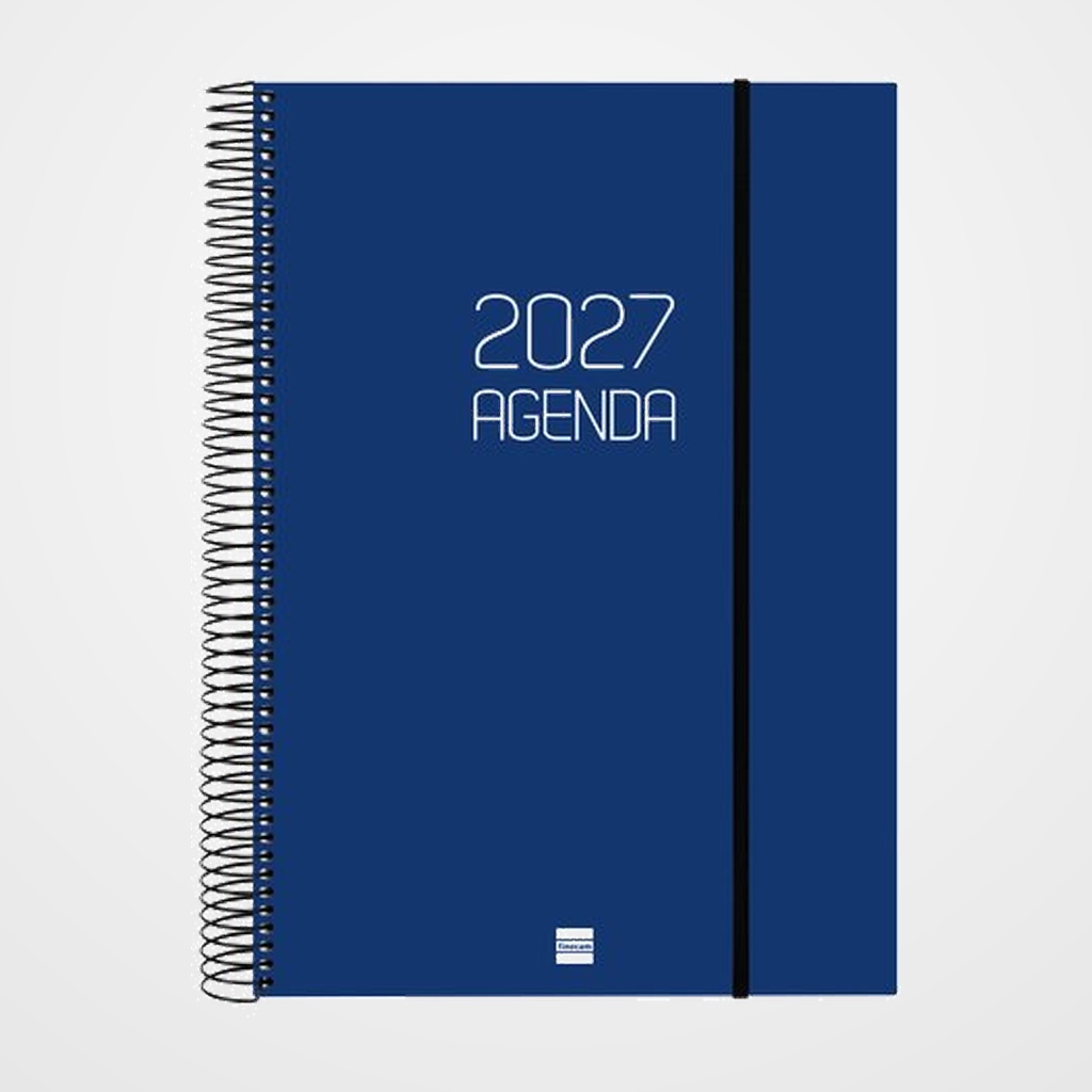 AGENDA ANUAL (2027) CATALAN FINOCAM ESPIRAL BASIC OPAQUE ESPIRAL tapa PP con GOMA E40 210x297 D/P BLAU