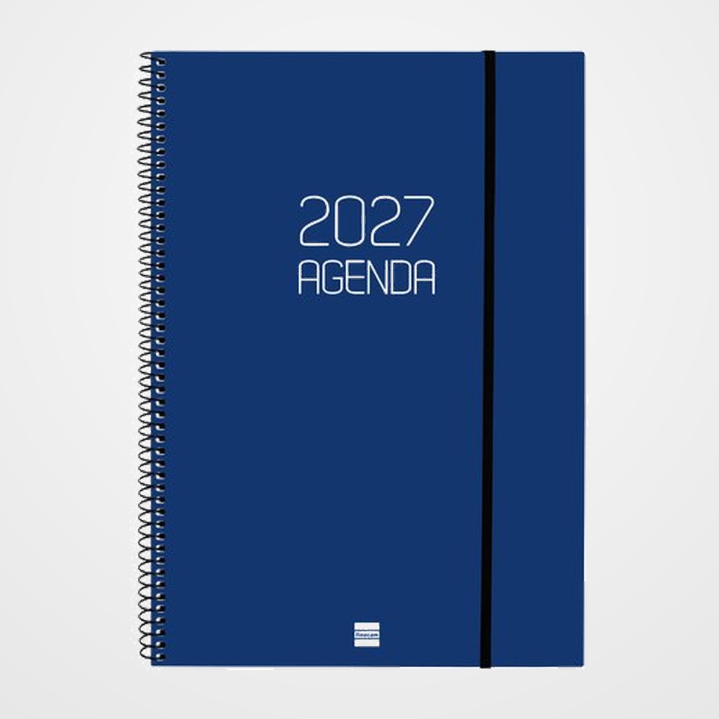AGENDA ANUAL (2027) CATALAN FINOCAM ESPIRAL BASIC OPAQUE ESPIRAL tapa PP con GOMA E40 210x297 S/V BLAU