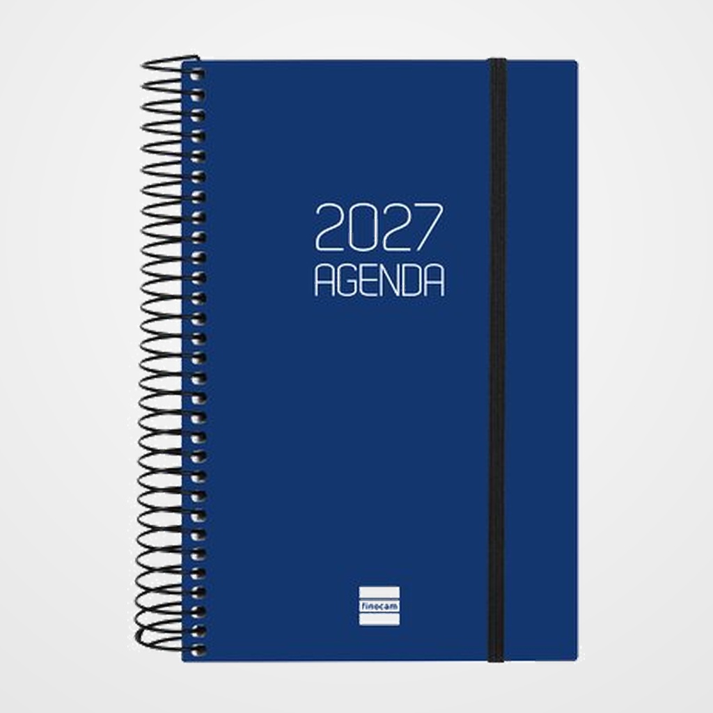 AGENDA ANUAL (2027) CATALAN FINOCAM ESPIRAL BASIC OPAQUE ESPIRAL tapa PP con GOMA E5 117x181 D/P BLAU