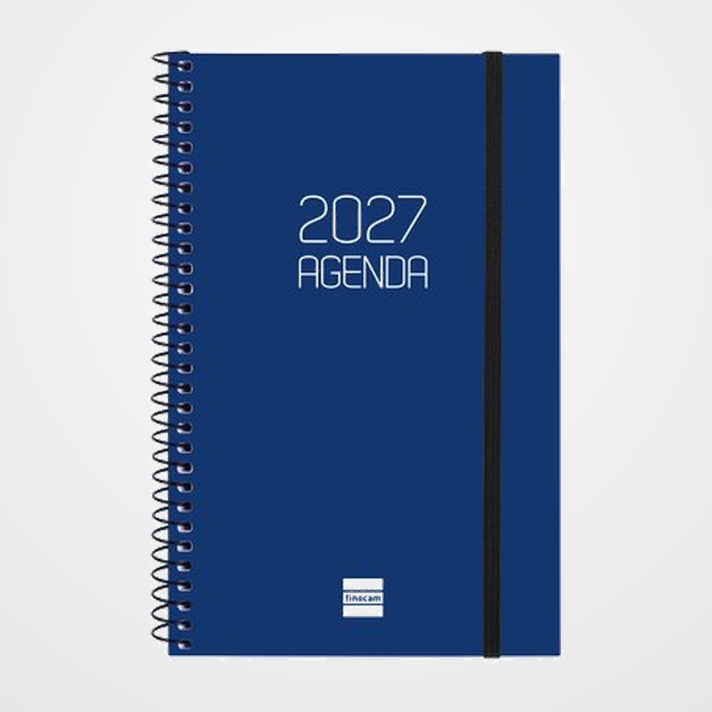AGENDA ANUAL (2027) CATALAN FINOCAM ESPIRAL BASIC OPAQUE ESPIRAL tapa PP con GOMA E5 117x181 S/V APAIS. BLAU