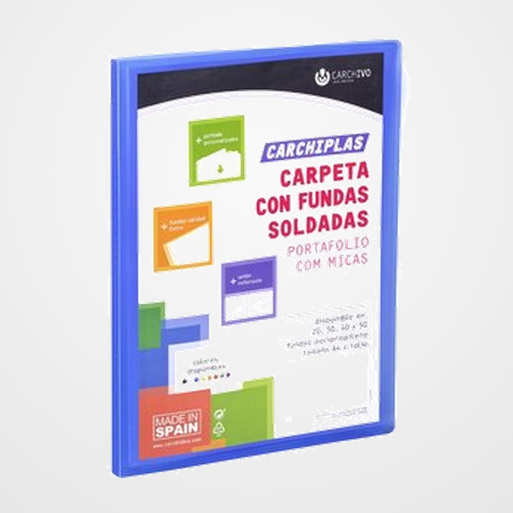 CARPETA FUNDAS (TARIFARIO) CARCHIVO PP CARCHIPLAS-BOOK FLEXIBLE CANGURO A4  20 F. AZUL