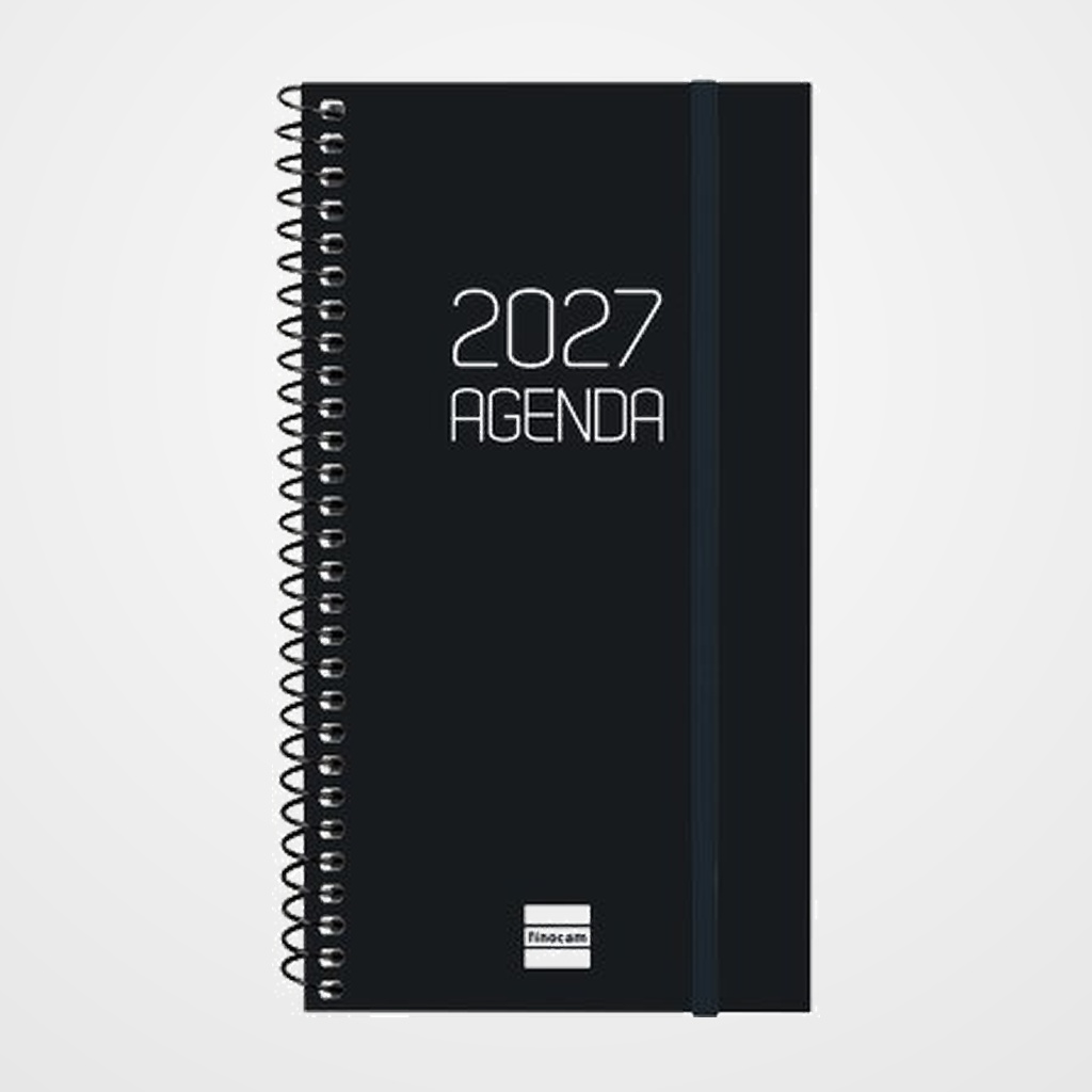 AGENDA ANUAL (2027) CATALAN FINOCAM ESPIRAL BASIC OPAQUE ESPIRAL tapa PP con GOMA E9 94x171 S/V APAIS. NEGRE