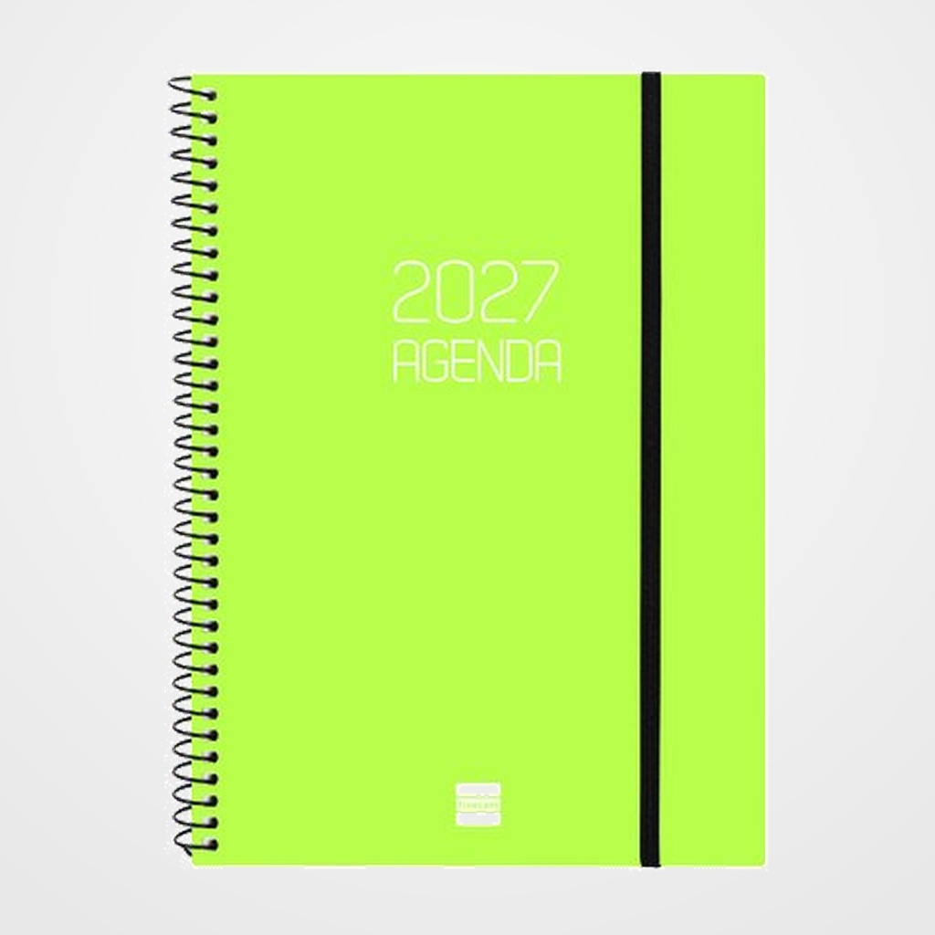 AGENDA ANUAL (2027) CATALAN FINOCAM ESPIRAL BASIC OPAQUE tapa PP con GOMA E10 155x212 S/V APAIS. LIMA