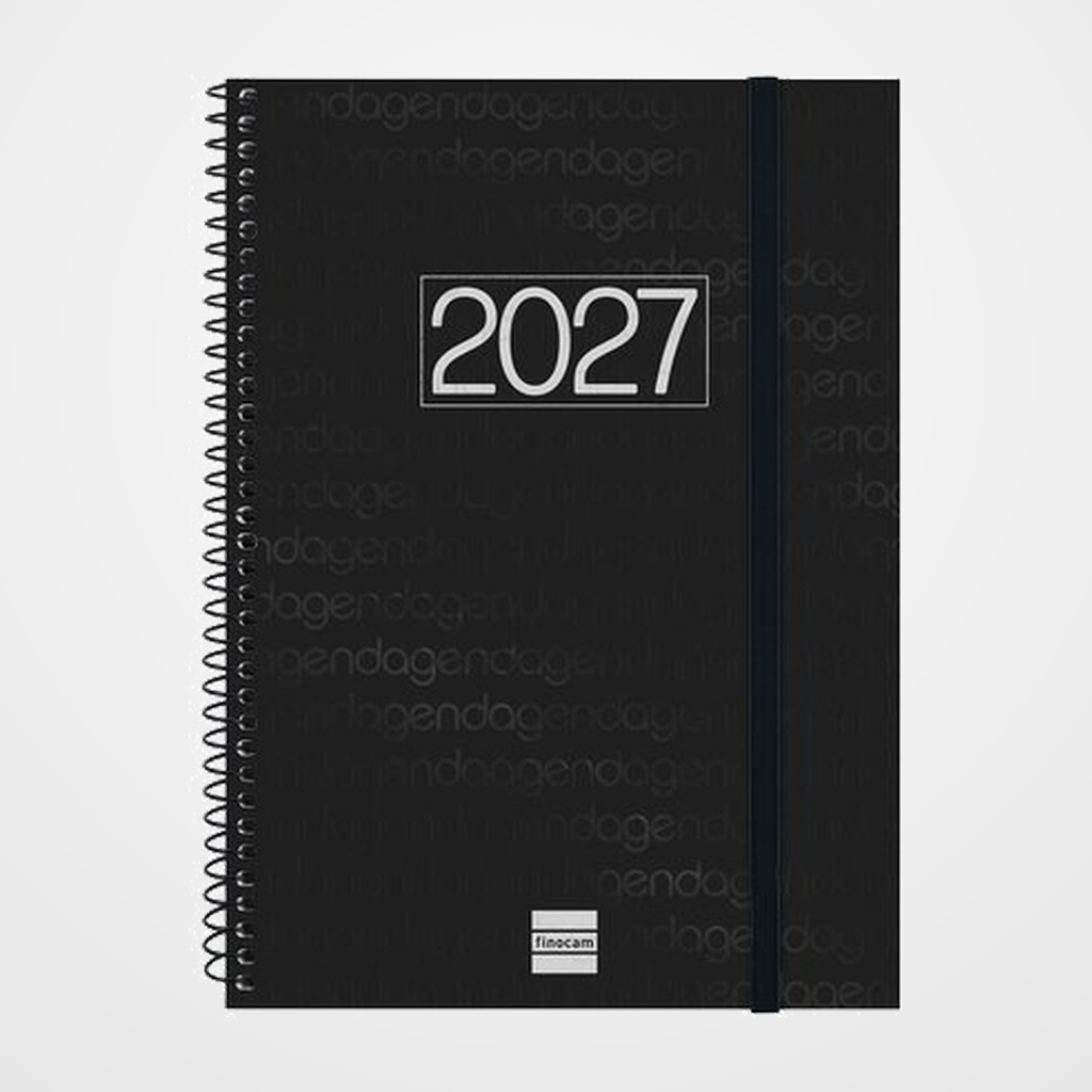 AGENDA ANUAL (2027) CATALAN FINOCAM ESPIRAL BASIC YEAR ESPIRAL tapa PP con GOMA E10 155x212 S/V APAIS. NEGRE