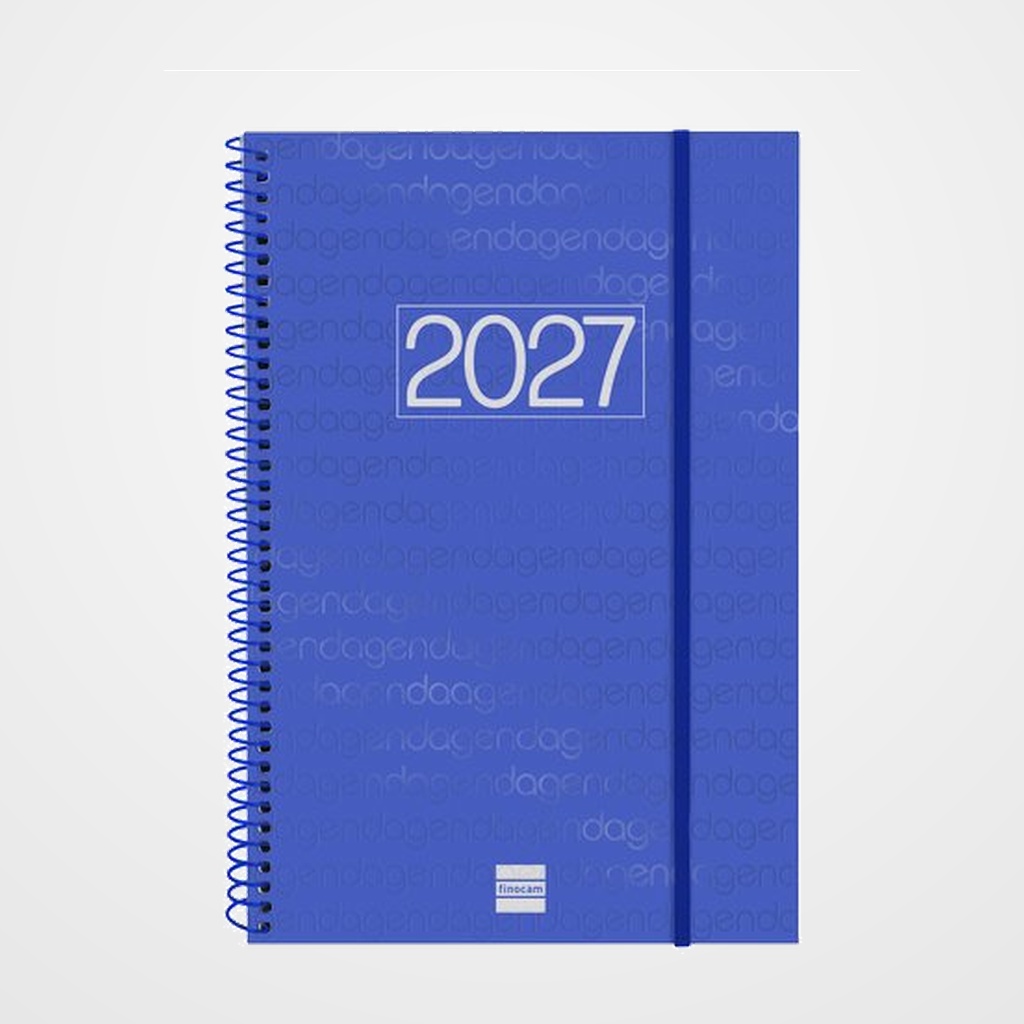 AGENDA ANUAL (2027) CATALAN FINOCAM ESPIRAL BASIC YEAR ESPIRAL tapa PP con GOMA E11 165x242 S/V BLAU