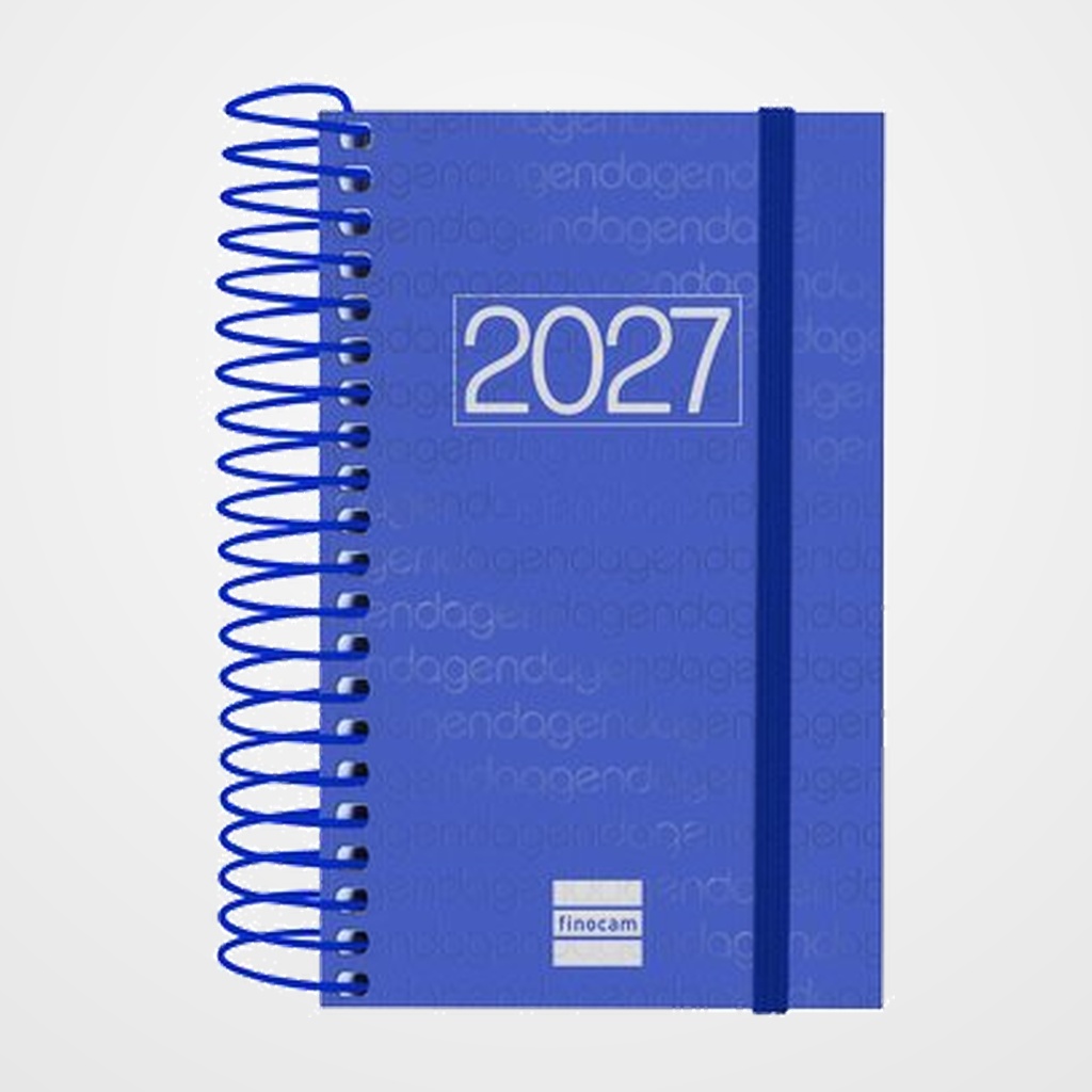AGENDA ANUAL (2027) CATALAN FINOCAM ESPIRAL BASIC YEAR ESPIRAL tapa PP con GOMA E3 79x127 D/P BLAU