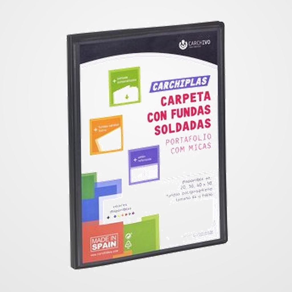 [15302365] CARPETA FUNDAS (TARIFARIO) CARCHIVO PP CARCHIPLAS-BOOK FLEXIBLE CANGURO A4  20 F. NEGRO