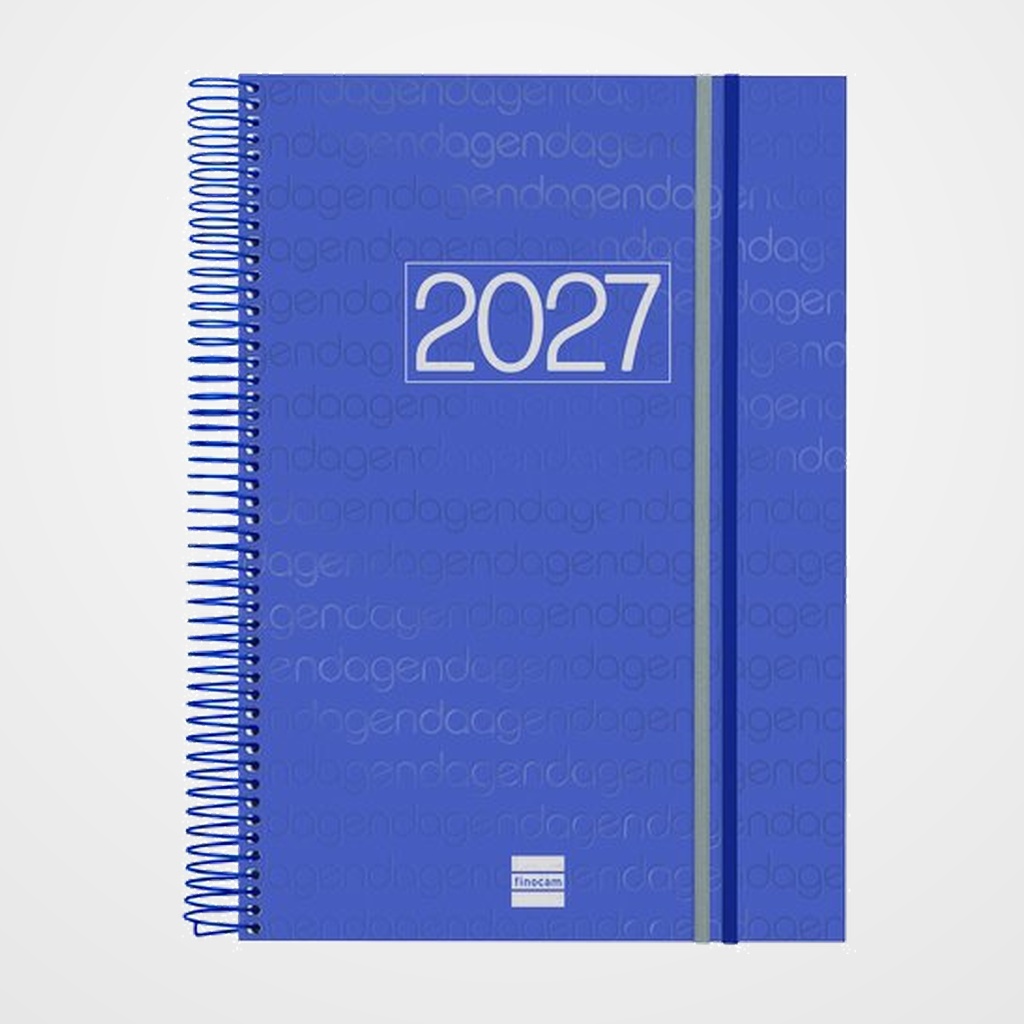 AGENDA ANUAL (2027) CATALAN FINOCAM ESPIRAL BASIC YEAR ESPIRAL tapa PP con GOMA E40 210x297 D/P BLAU