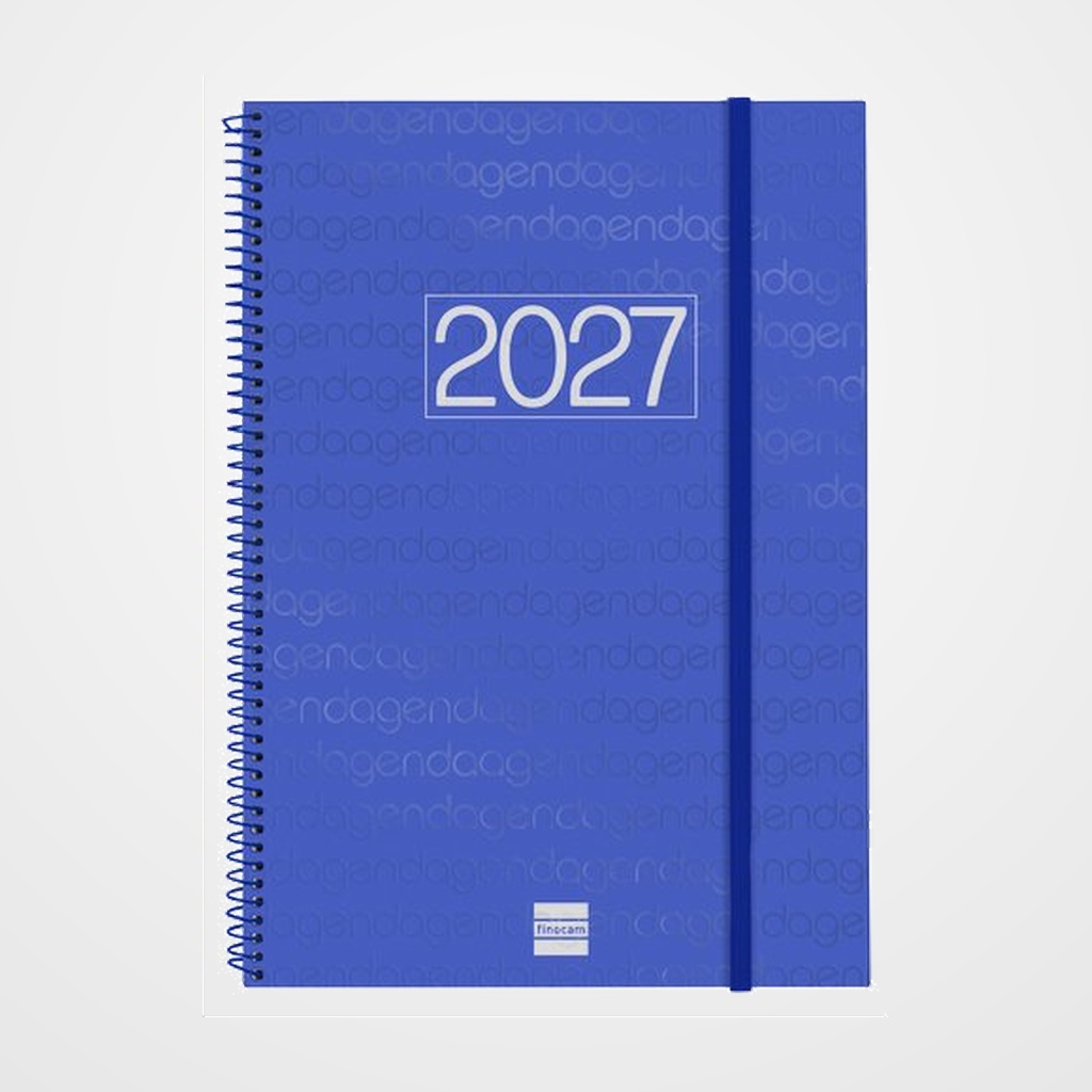 AGENDA ANUAL (2027) CATALAN FINOCAM ESPIRAL BASIC YEAR ESPIRAL tapa PP con GOMA E40 210x297 S/V BLAU
