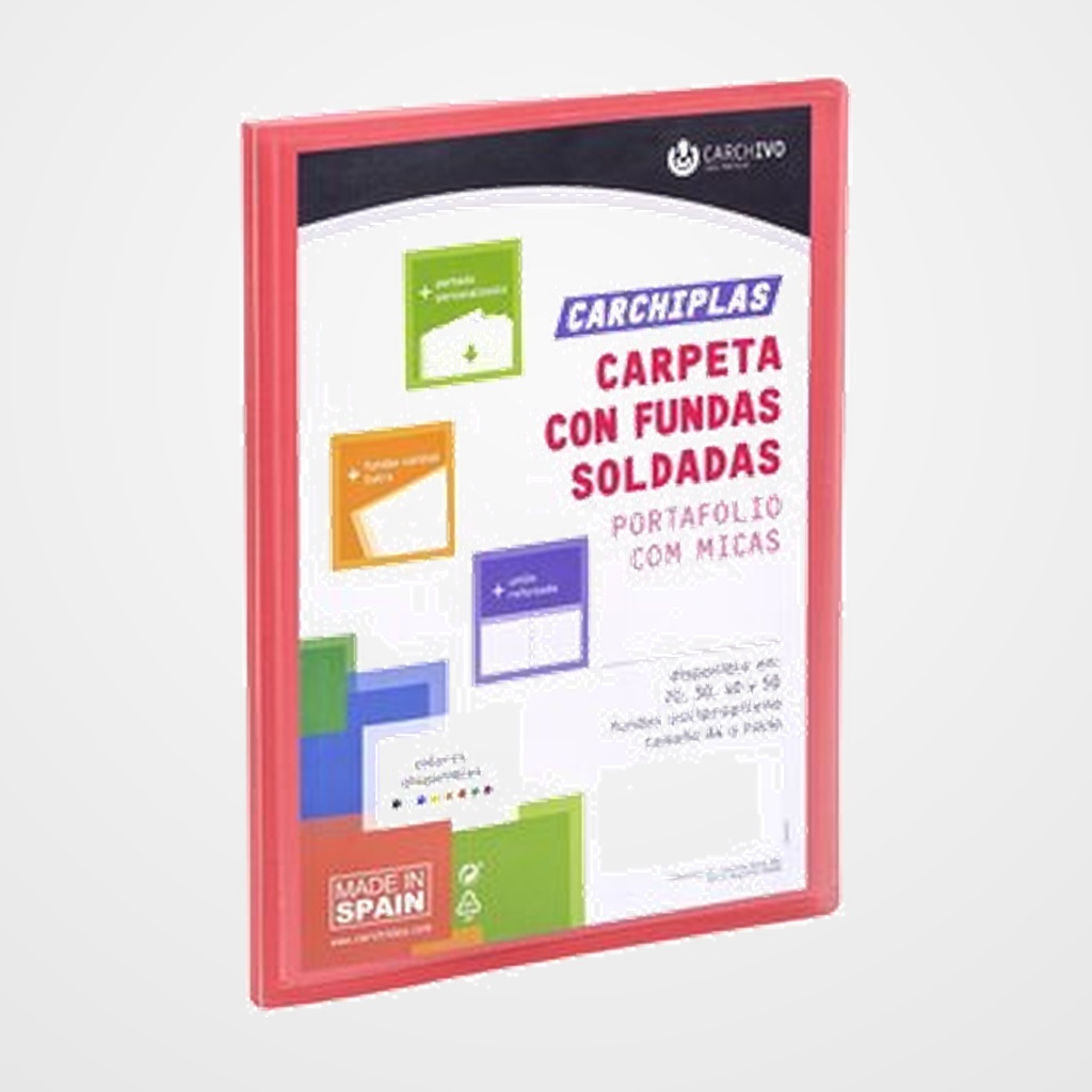[15302369] CARPETA FUNDAS (TARIFARIO) CARCHIVO PP CARCHIPLAS-BOOK FLEXIBLE CANGURO A4  20 F. ROJO