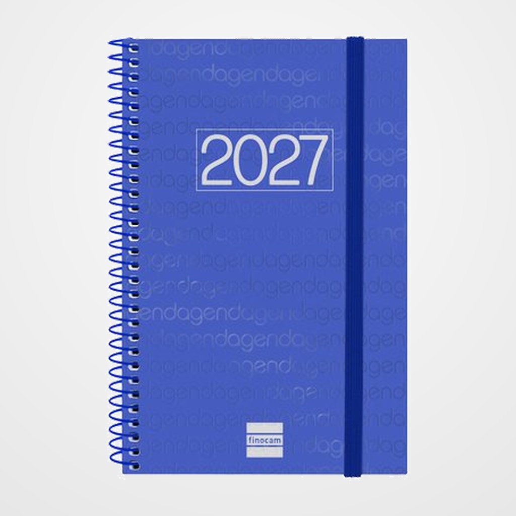 AGENDA ANUAL (2027) CATALAN FINOCAM ESPIRAL BASIC YEAR ESPIRAL tapa PP con GOMA E5 117x181 S/V APAIS. BLAU