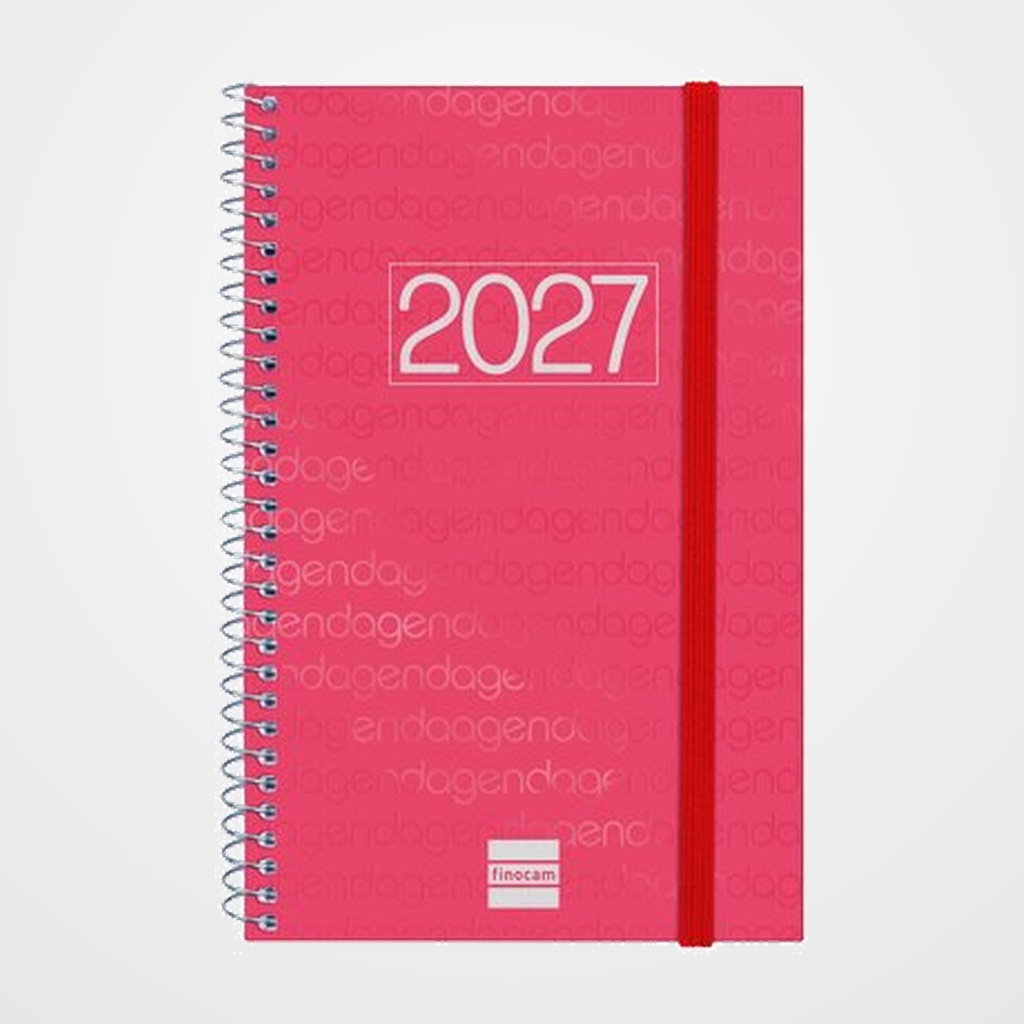 AGENDA ANUAL (2027) CATALAN FINOCAM ESPIRAL BASIC YEAR ESPIRAL tapa PP con GOMA E5 117x181 S/V APAIS. VERMELL