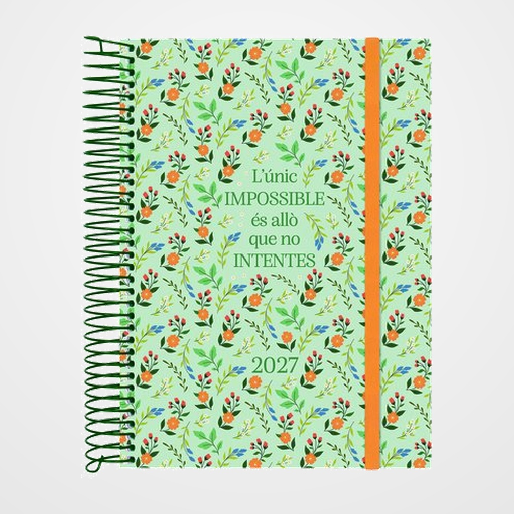 AGENDA ANUAL (2027) CATALAN FINOCAM ESPIRAL TRENDY  DESIGN COLLECTION ESPIRAL tapa PP con GOMA E10 155x212 D/P IMPOSSIBLE