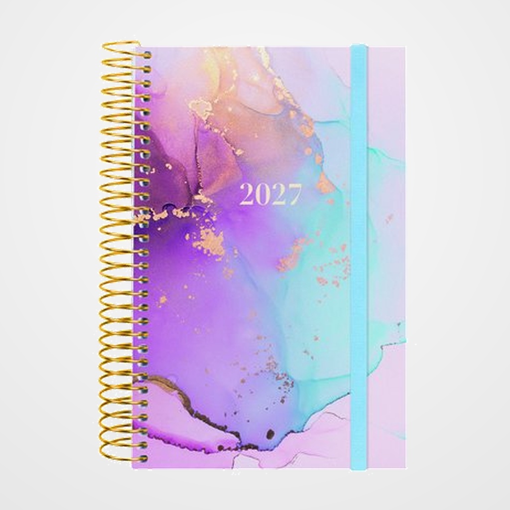 AGENDA ANUAL (2027) CATALAN FINOCAM ESPIRAL TRENDY  DESIGN COLLECTION ESPIRAL tapa PP con GOMA E5 117x181 D/P GOLDY