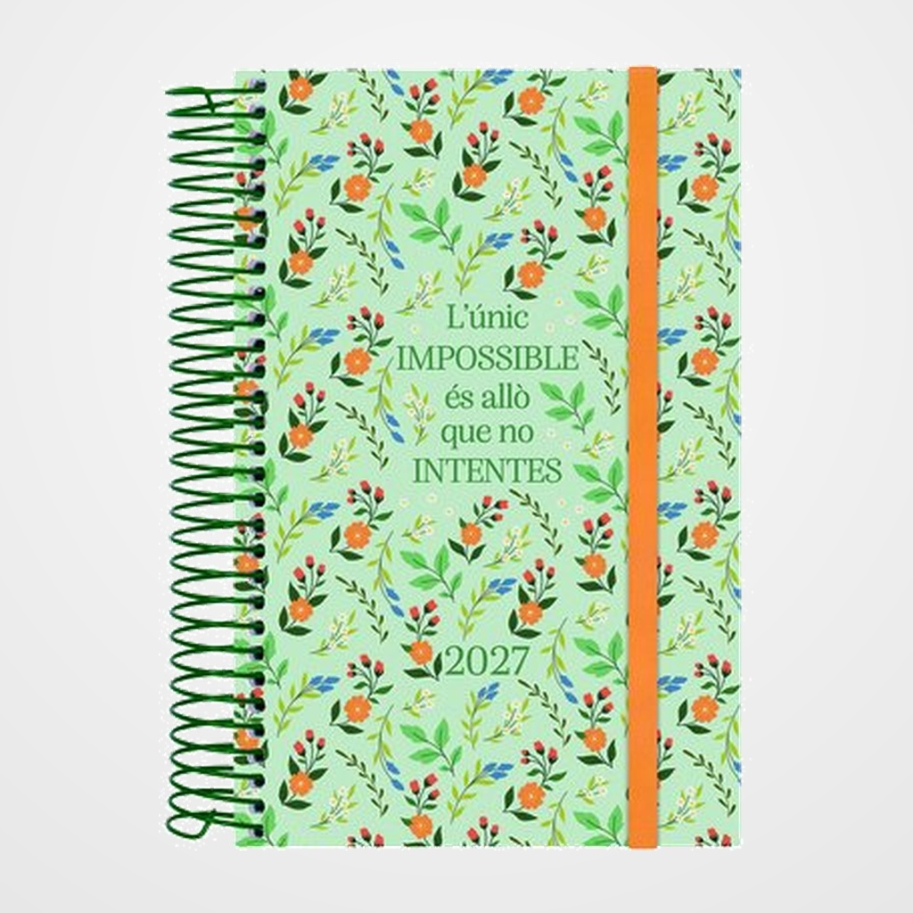 AGENDA ANUAL (2027) CATALAN FINOCAM ESPIRAL TRENDY  DESIGN COLLECTION ESPIRAL tapa PP con GOMA E5 117x181 D/P IMPOSSIBLE