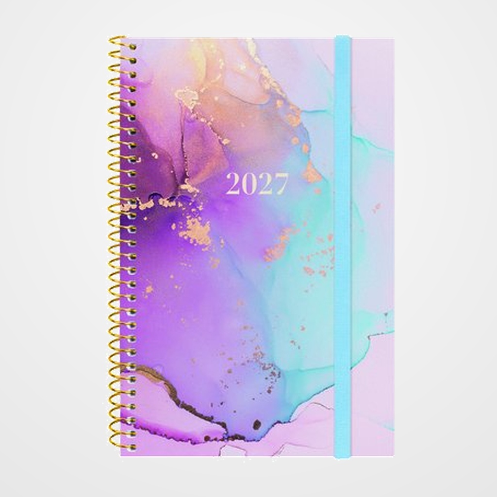 AGENDA ANUAL (2027) CATALAN FINOCAM ESPIRAL TRENDY  DESIGN COLLECTION ESPIRAL tapa PP con GOMA E5 117x181 S/V APAIS. GOLDY
