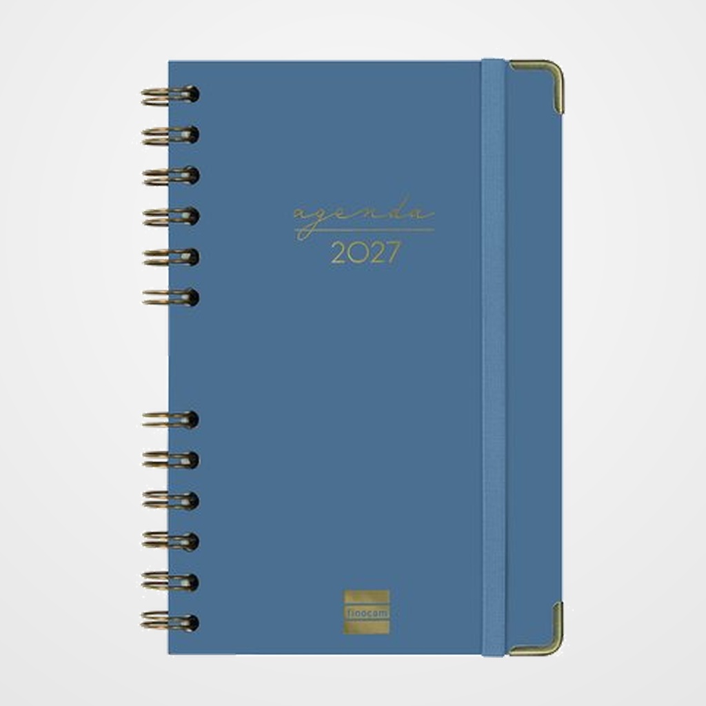AGENDA ANUAL (2027) CATALAN FINOCAM ESPIRAL TRENDY ALMA WIRE-O tapa EXTRA con GOMA E5 117x181 S/V APAIS. BLAU