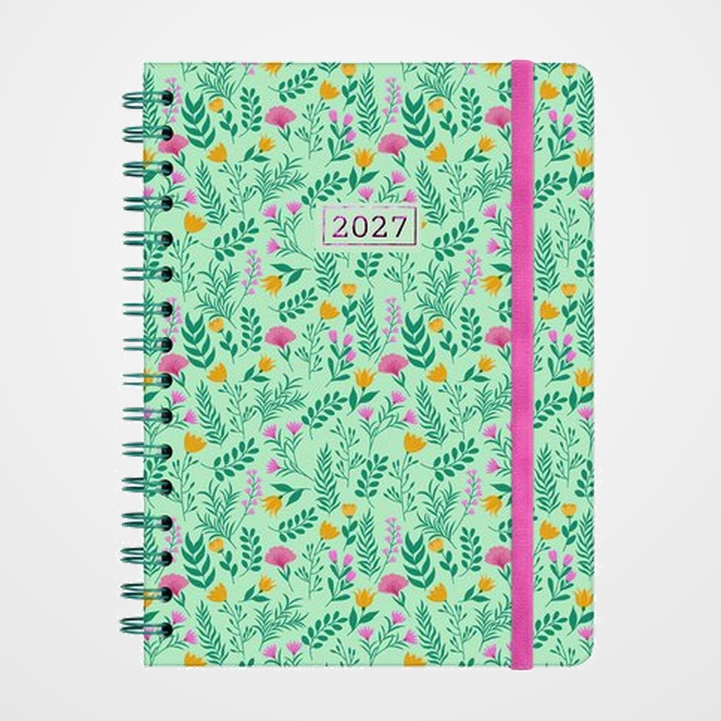 AGENDA ANUAL (2027) CATALAN FINOCAM ESPIRAL TRENDY YOU WIRE-O tapa EXTRA con GOMA E10 155x212 S/V APAIS. BLAT