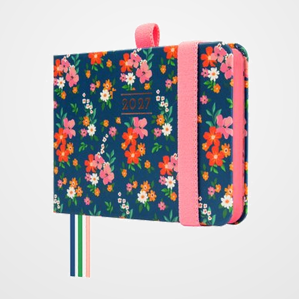 AGENDA ANUAL (2027) CATALAN FINOCAM MINIMAL DESIGN COSIDA tapa EXTRA con GOMA M0 73x104 S/V FLORA