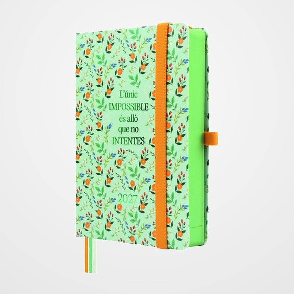 AGENDA ANUAL (2027) CATALAN FINOCAM MINIMAL DESIGN COSIDA tapa EXTRA con GOMA M4 118x168 D/P IMPOSSIBLE